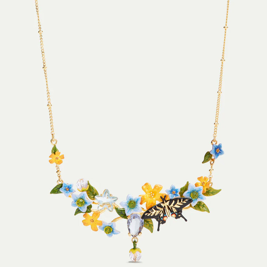 Collar flores y mariposa