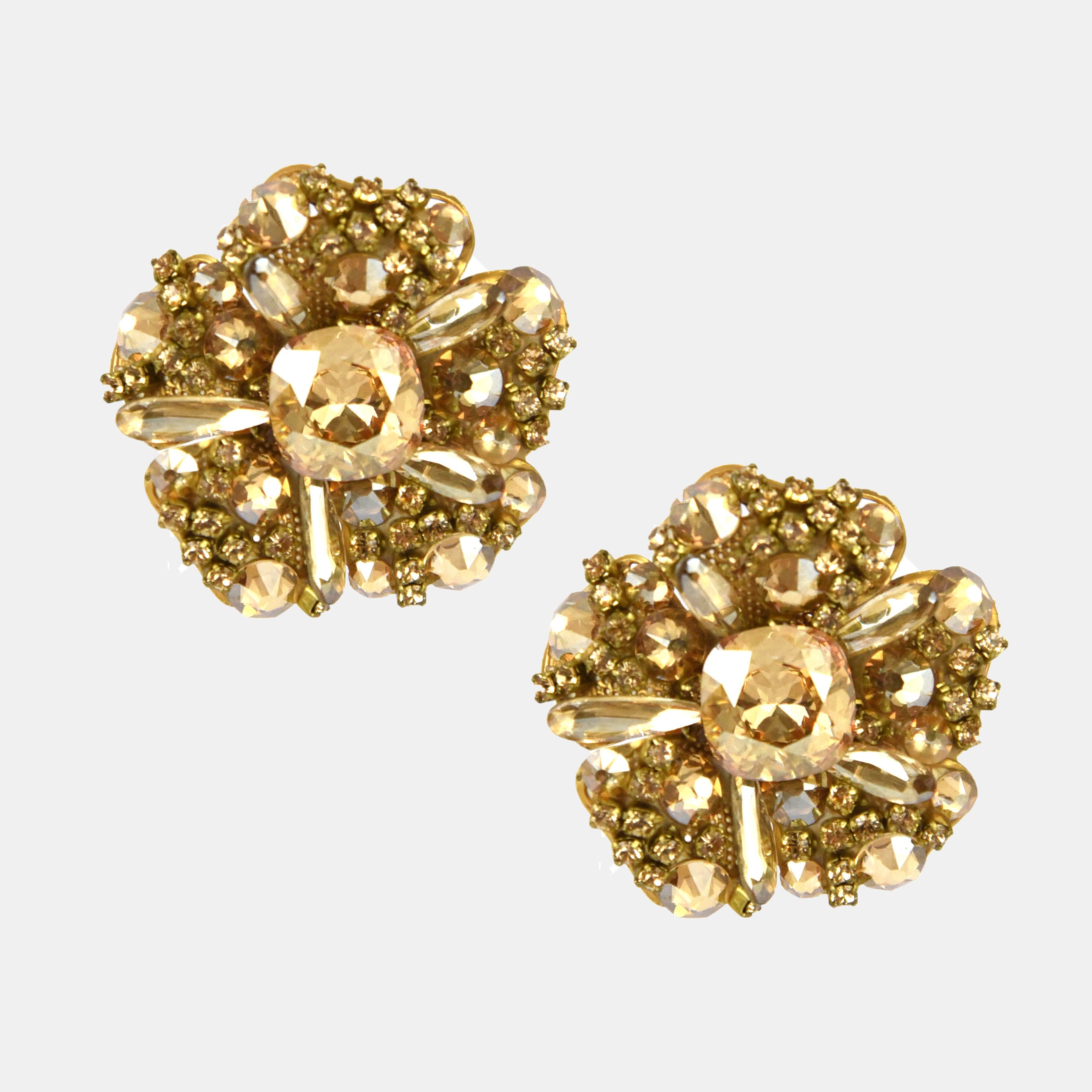 Pendientes flor Swarovski dorado