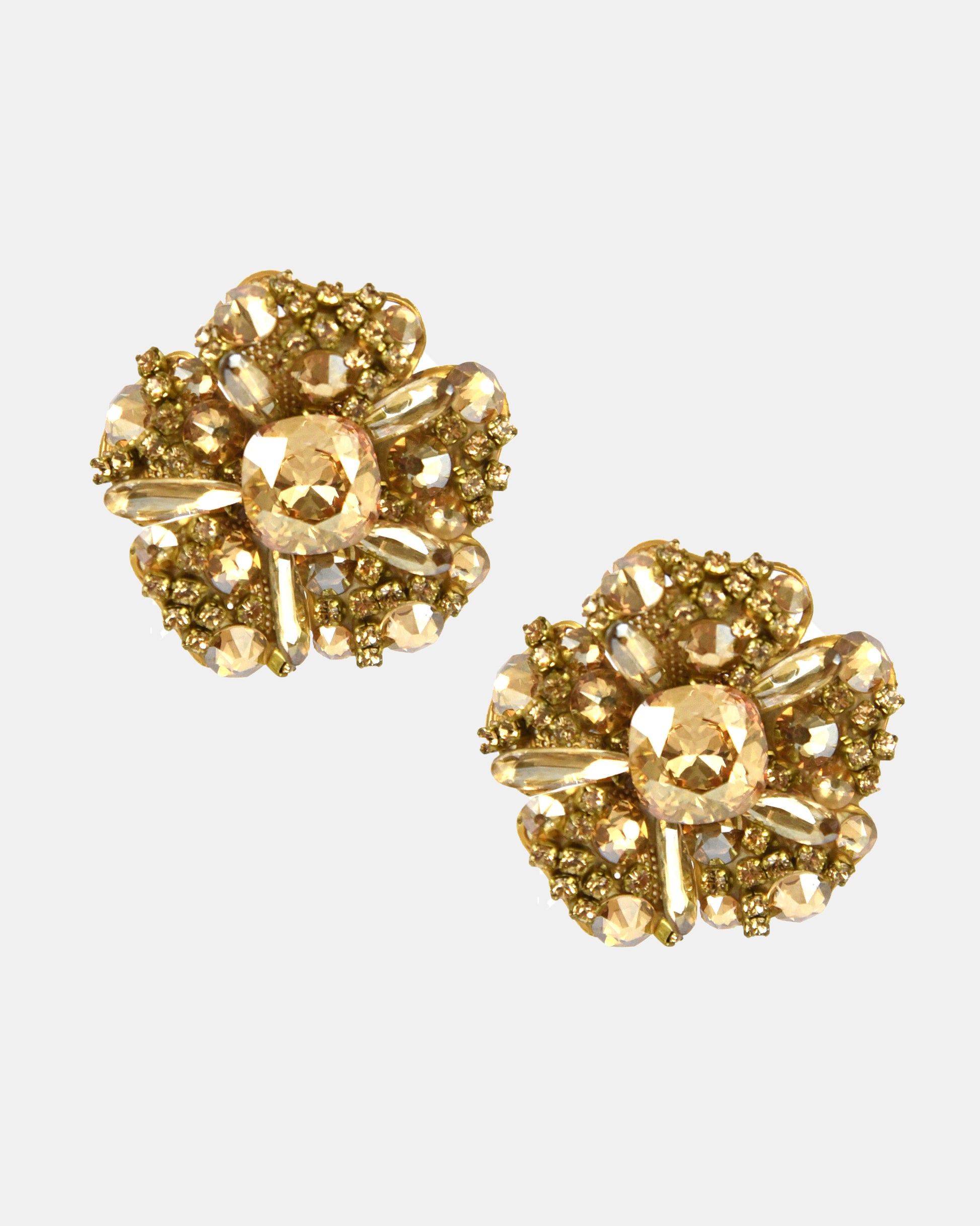 Pendientes flor Swarovski dorado