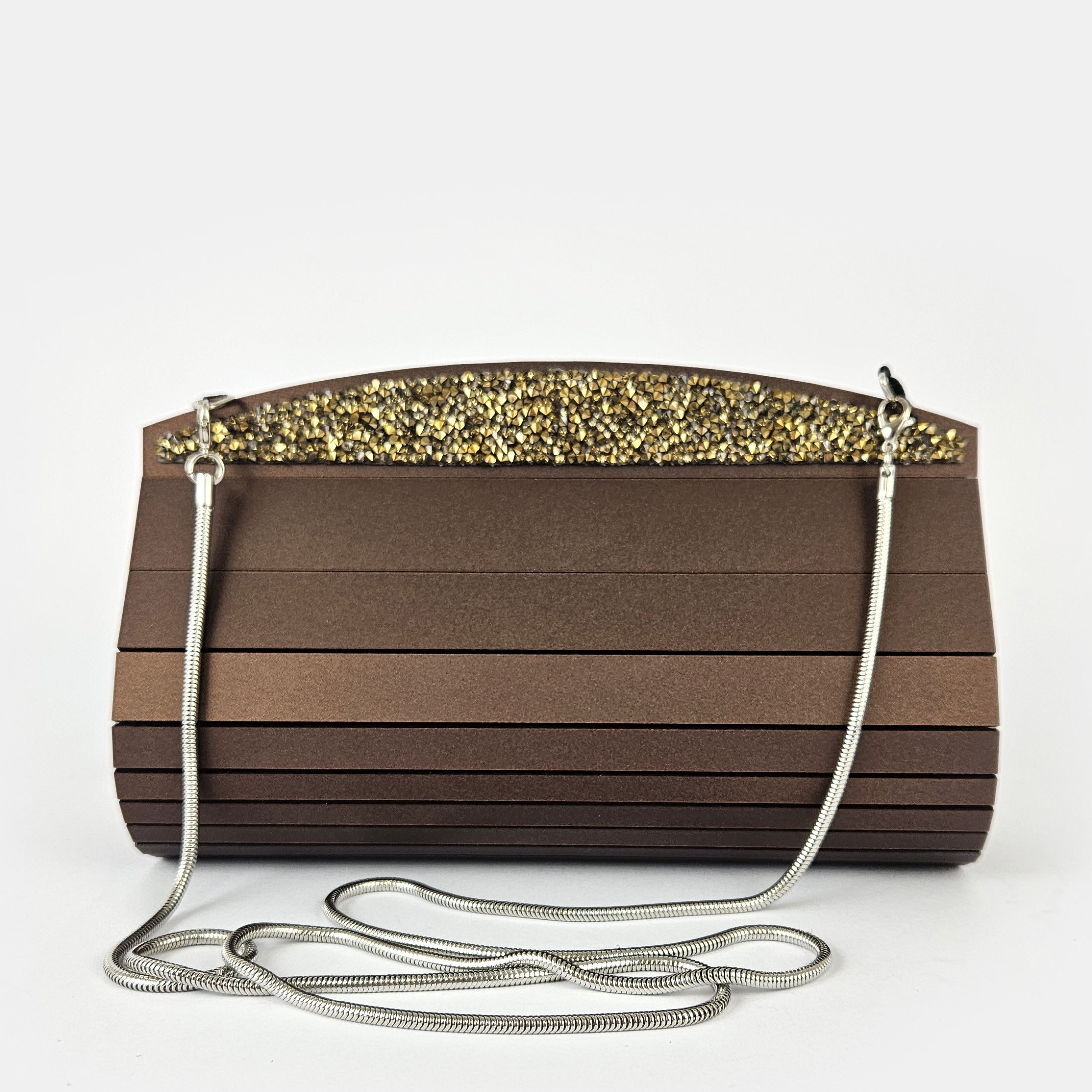 Bolso fiesta marrón con cristal