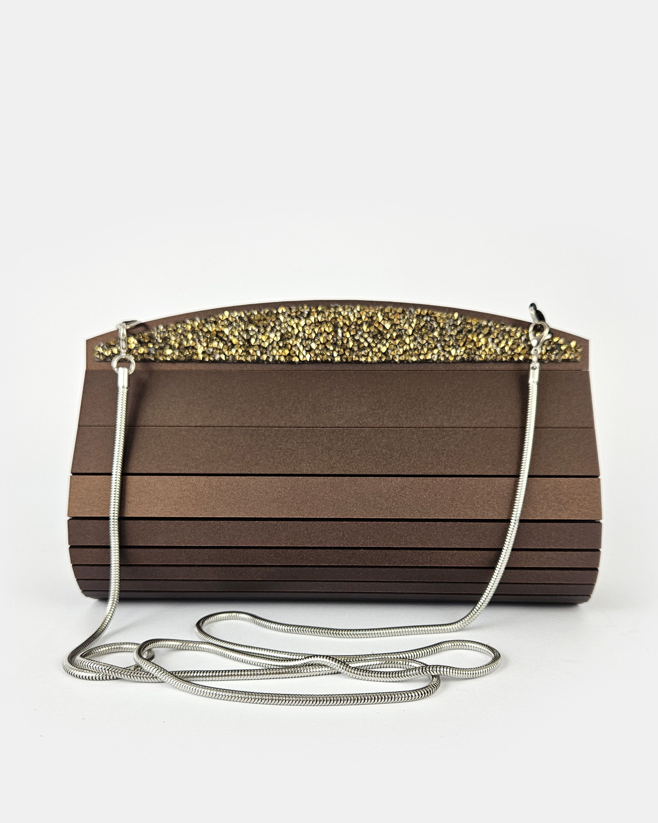 Bolso fiesta marrón con cristal