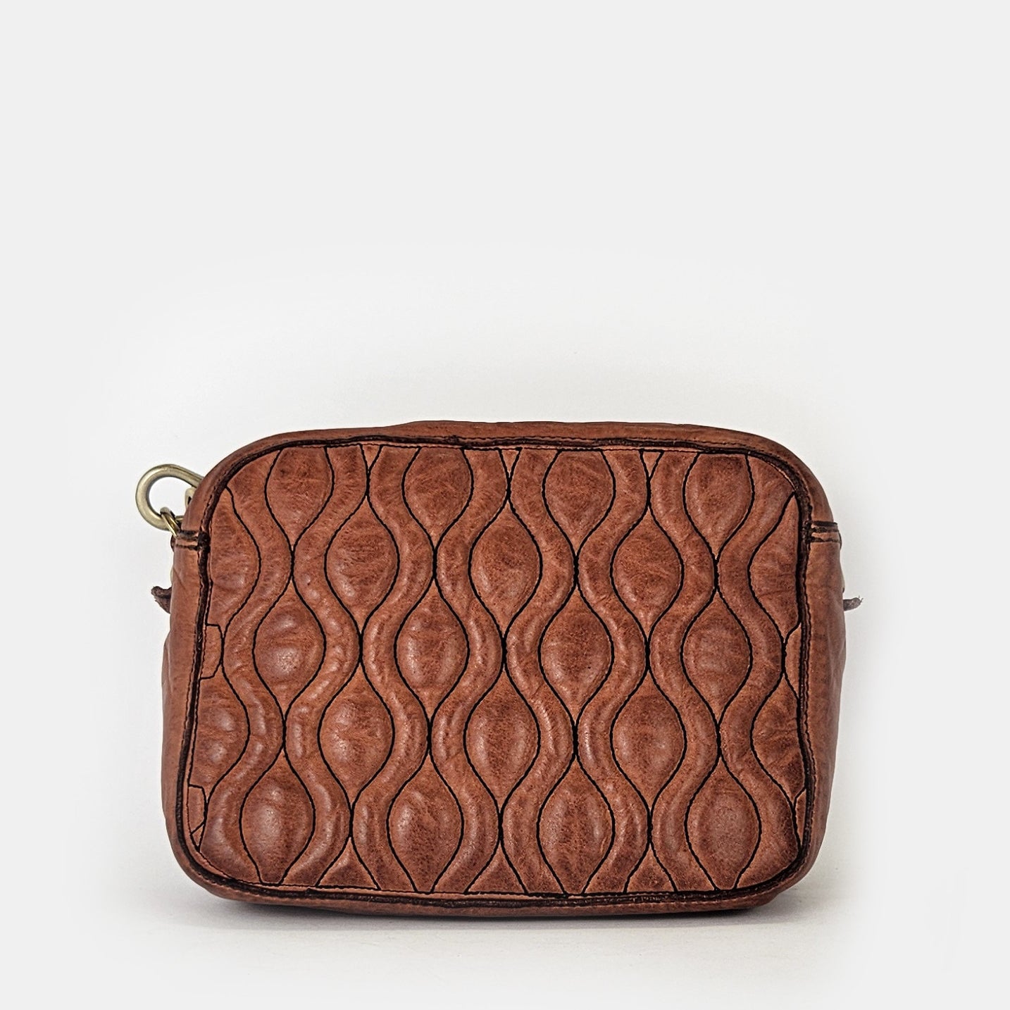 Bandolera Amur piel ondas camel