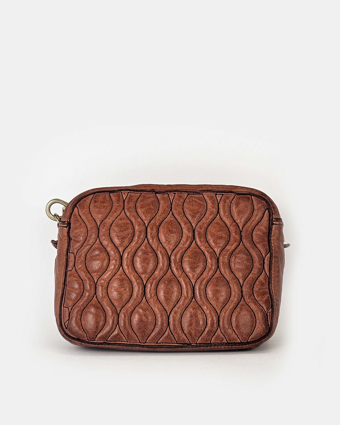 Bandolera Amur piel ondas camel