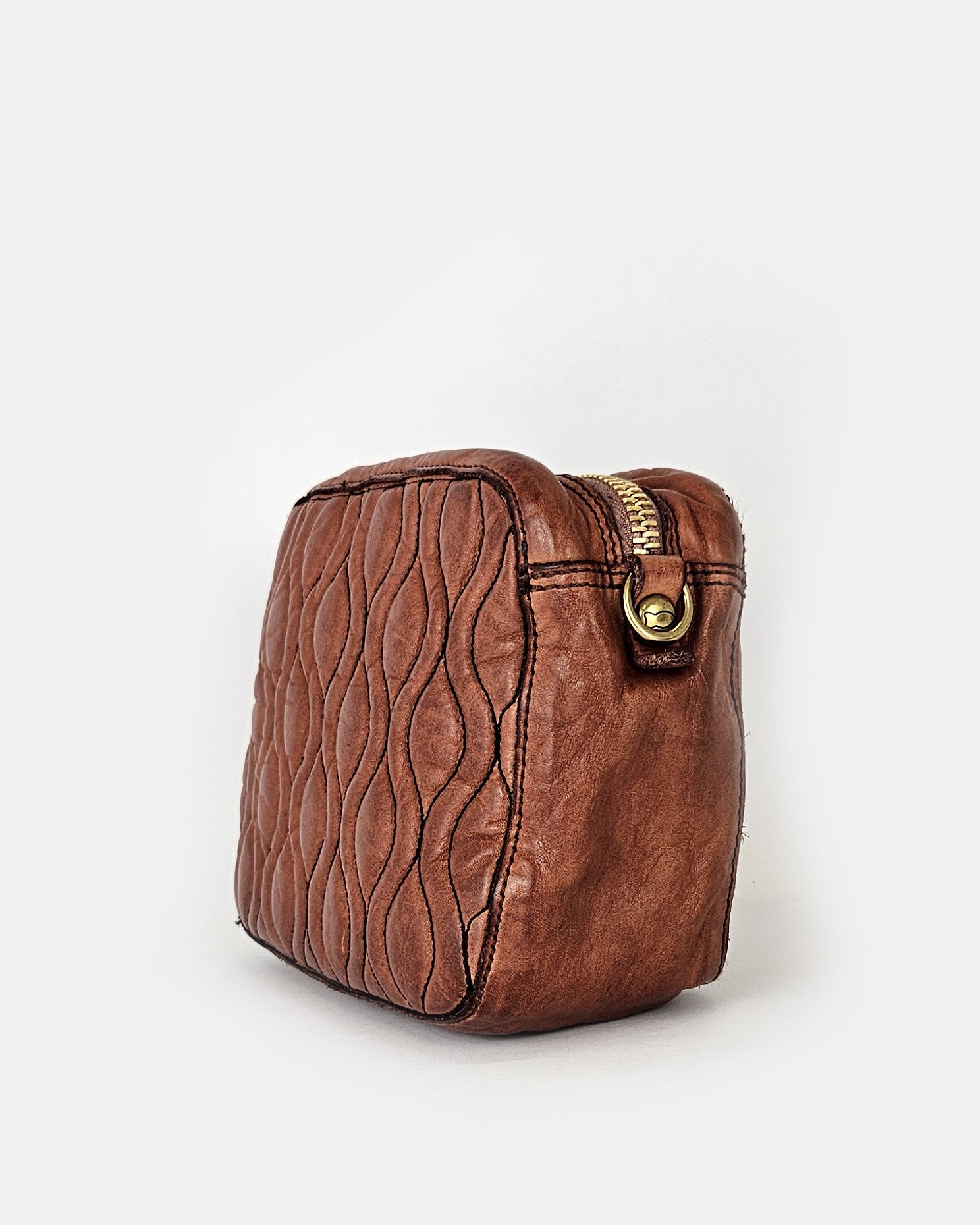 Bandolera Amur piel ondas camel