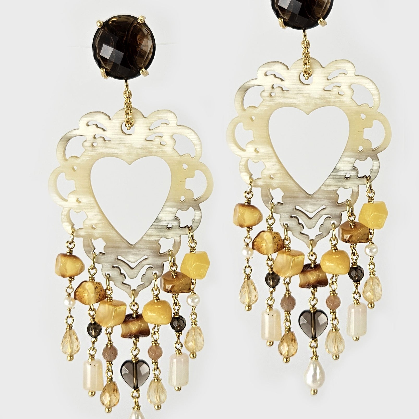 Pendiente asta y piedras Gaia