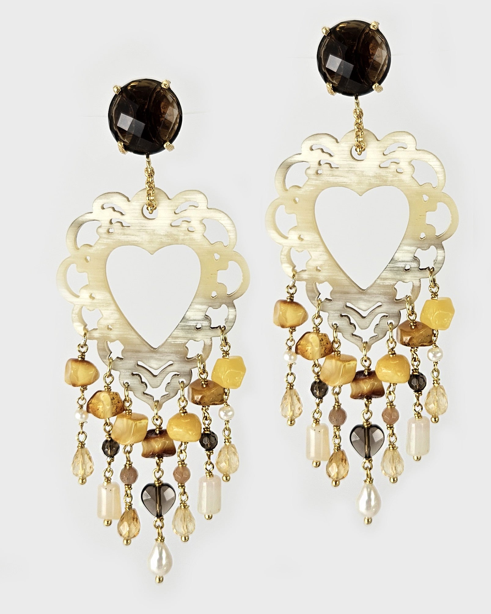 Pendiente asta y piedras Gaia