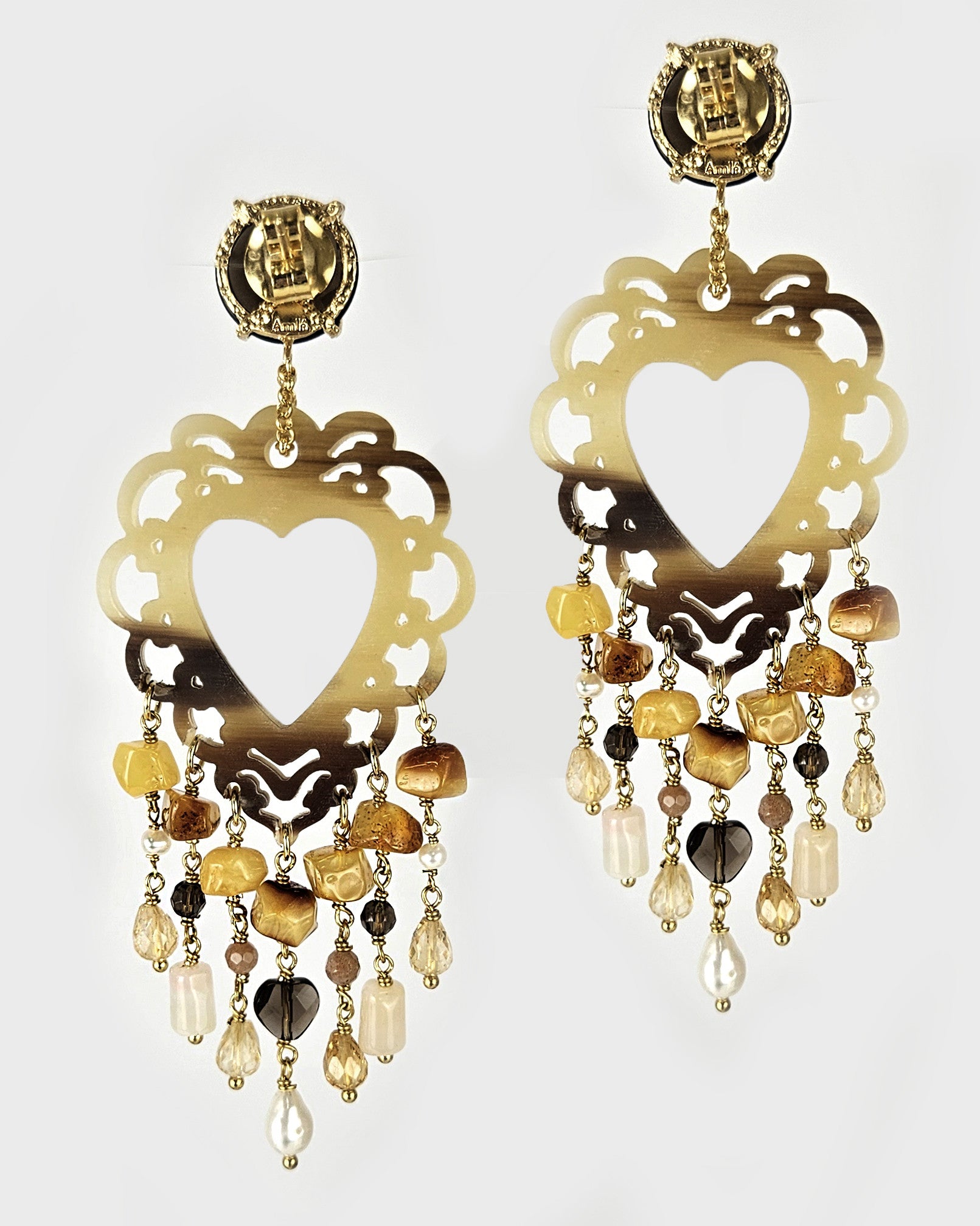 Pendiente asta y piedras Gaia