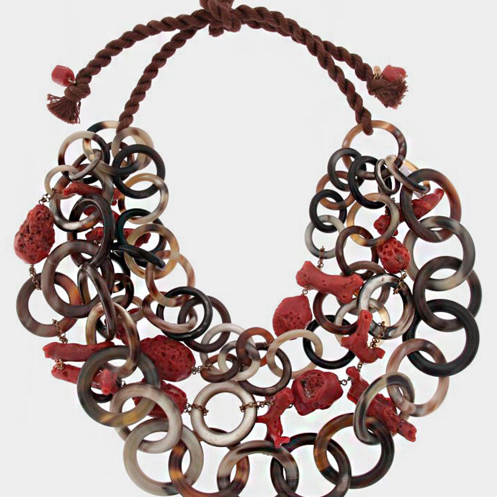 Collar vueltas cuerno y coral