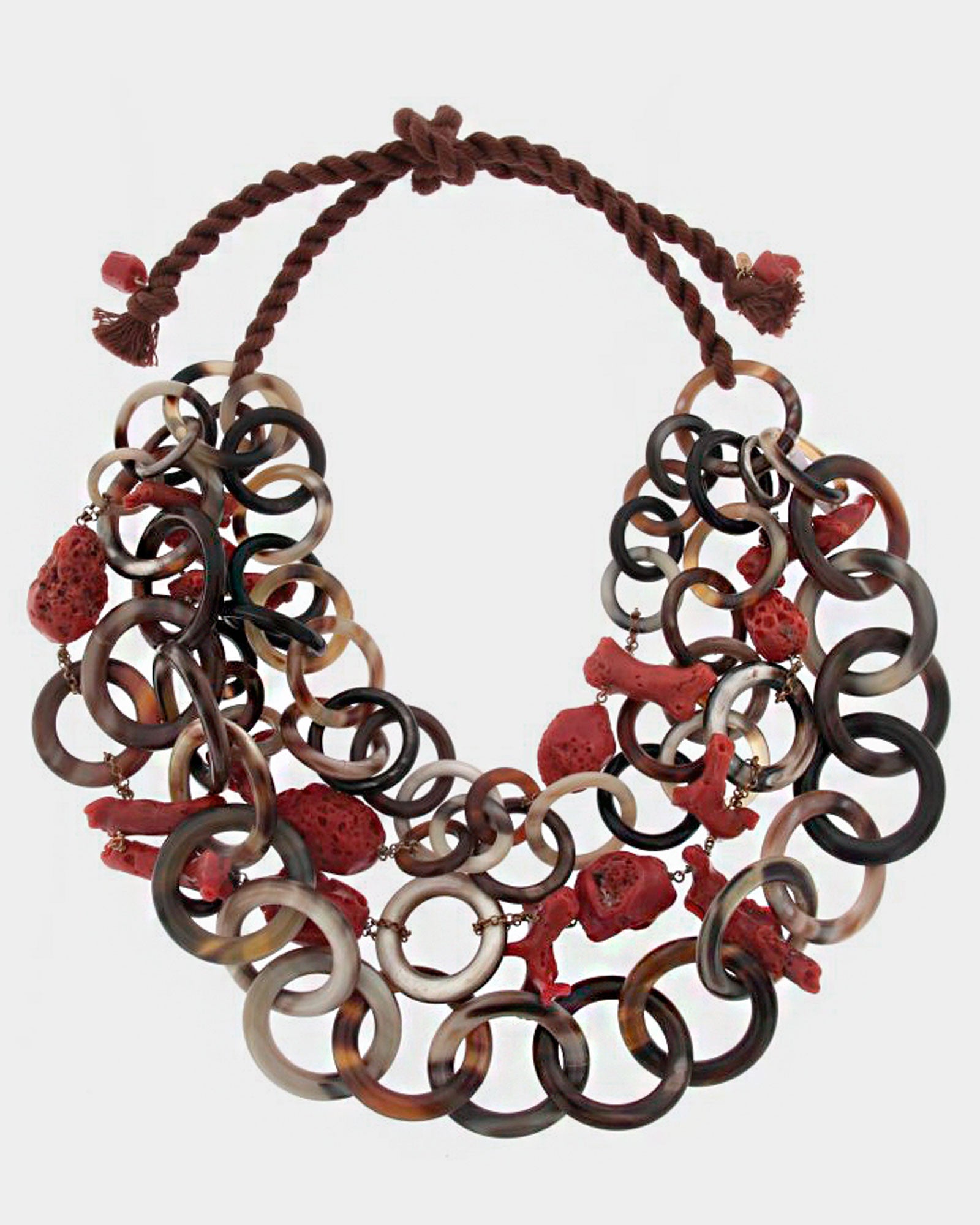 Collar vueltas cuerno y coral