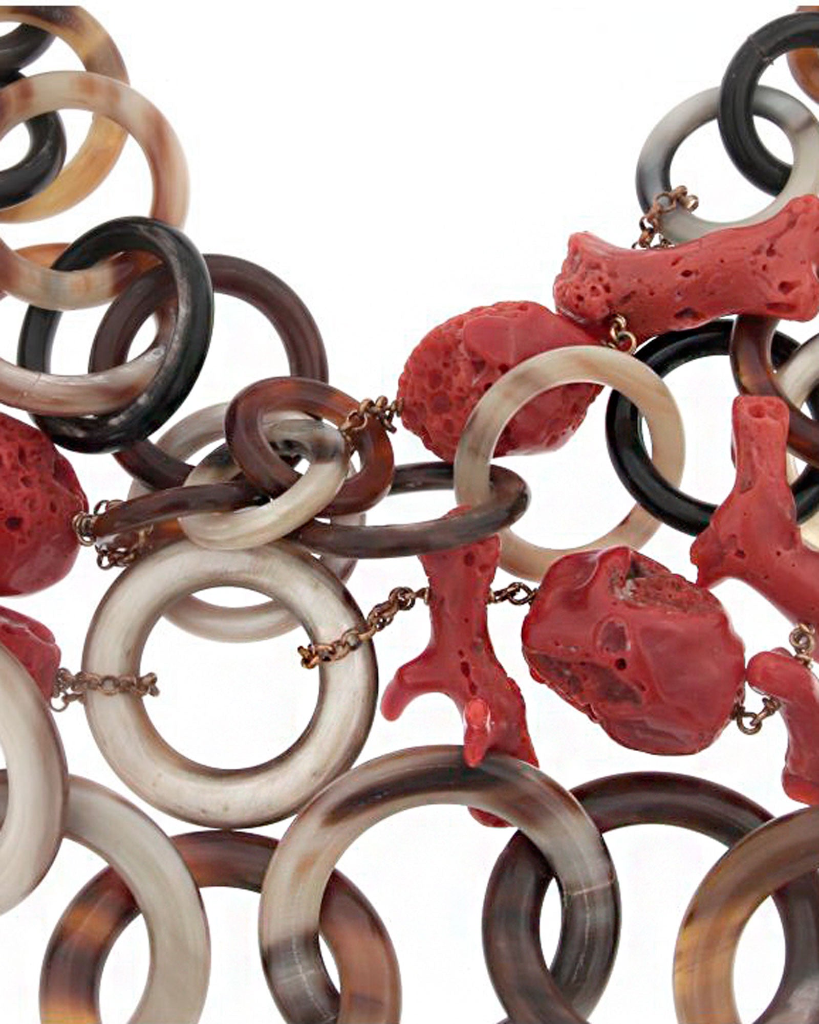 Collar vueltas cuerno y coral