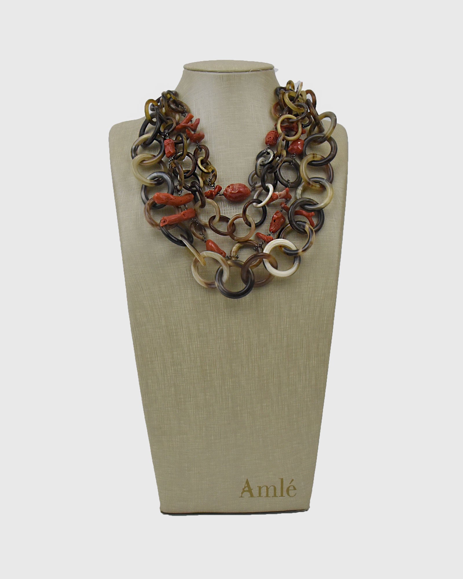 Collar vueltas cuerno y coral