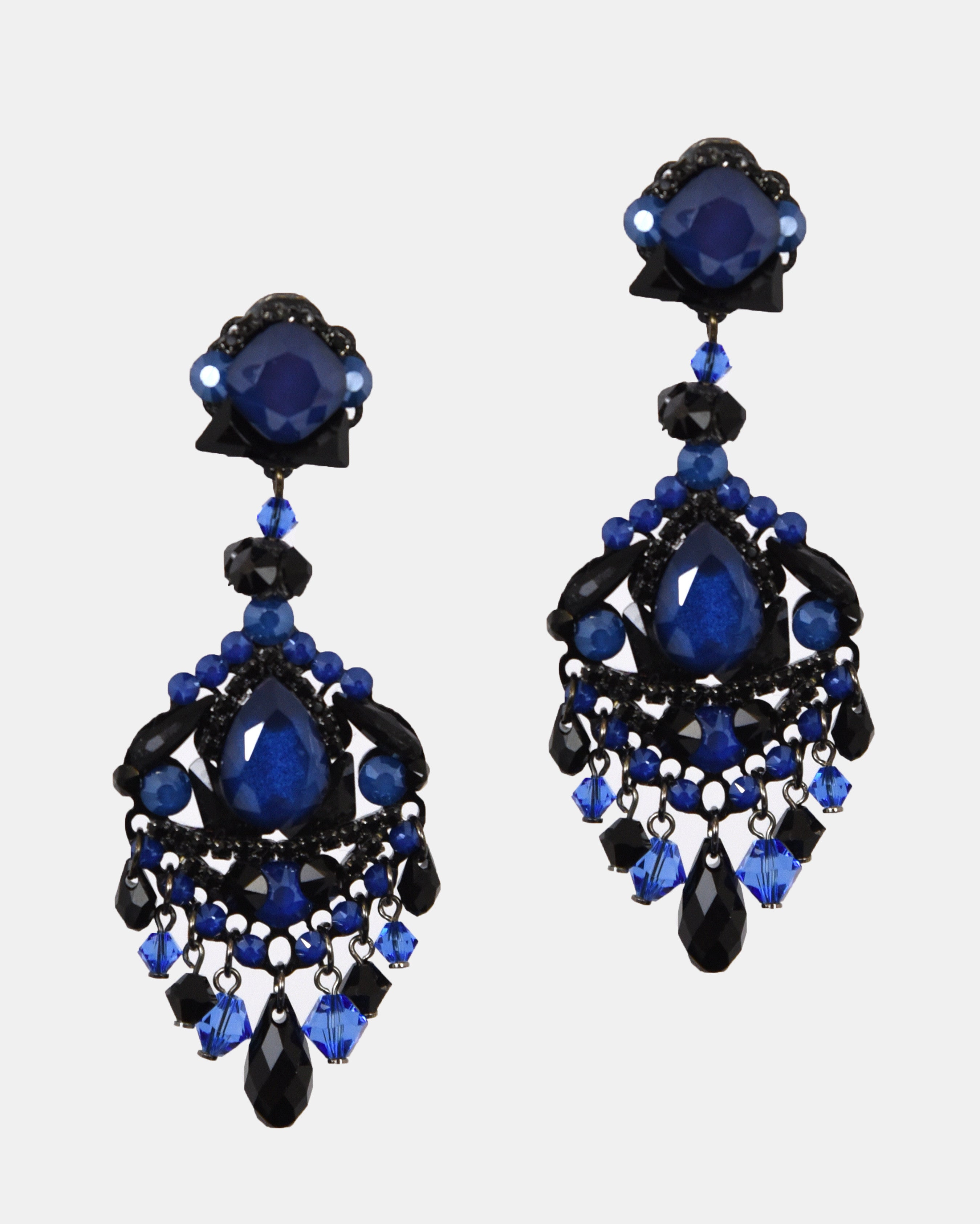 Pendientes Dublos cristales Swarovski azul y negro