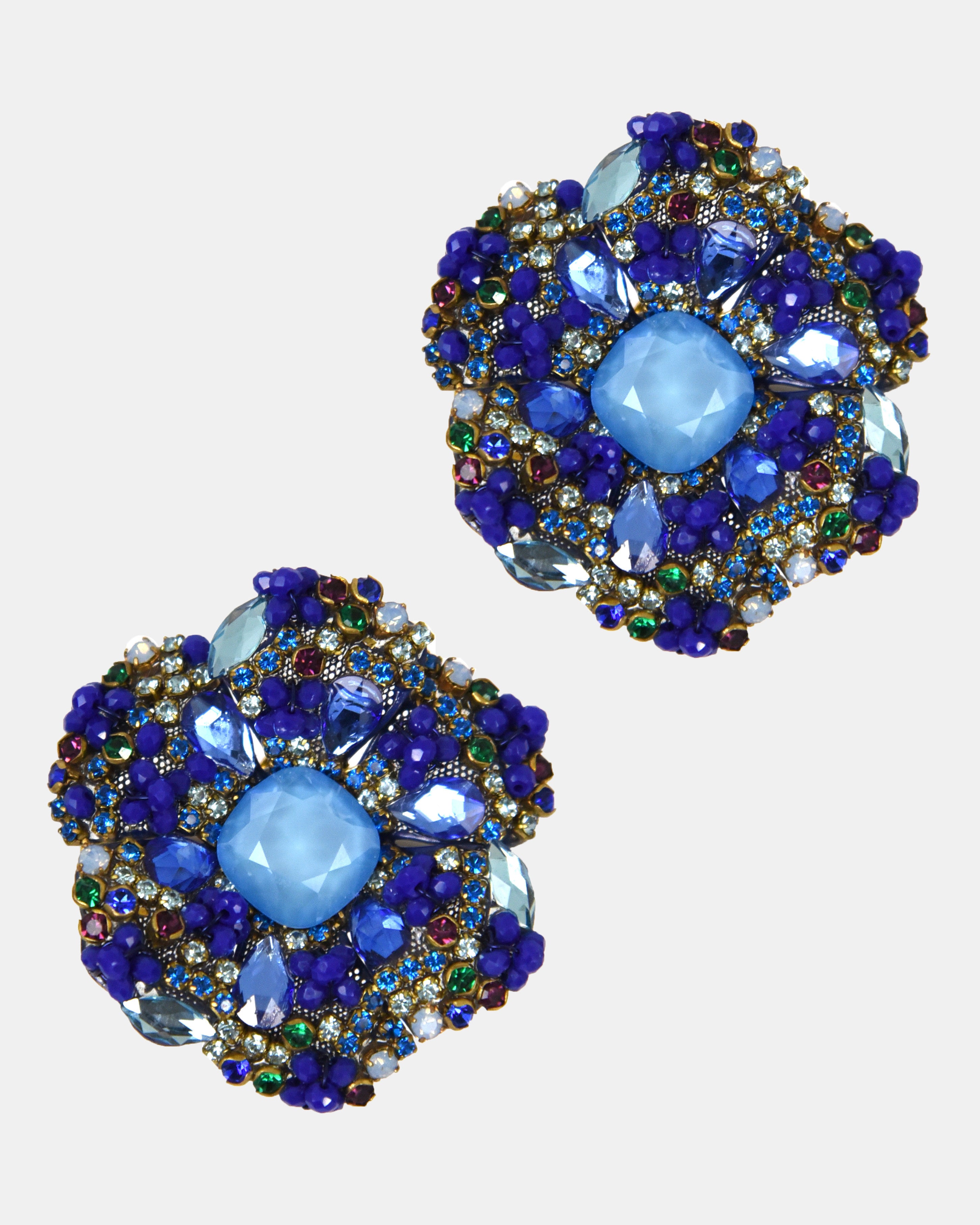 Pendientes flor de pétalos azules