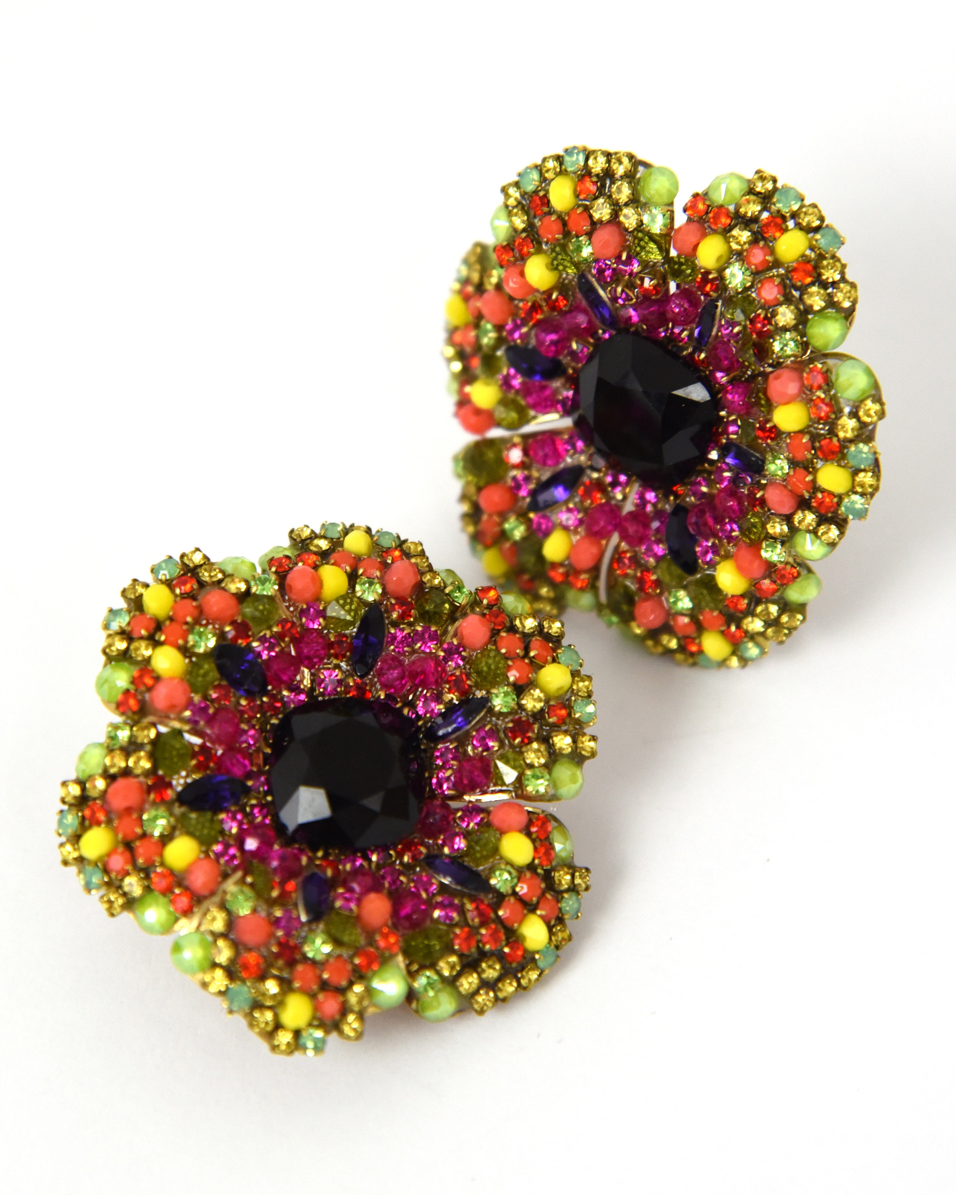 Pendientes flor de pétalos multicolor