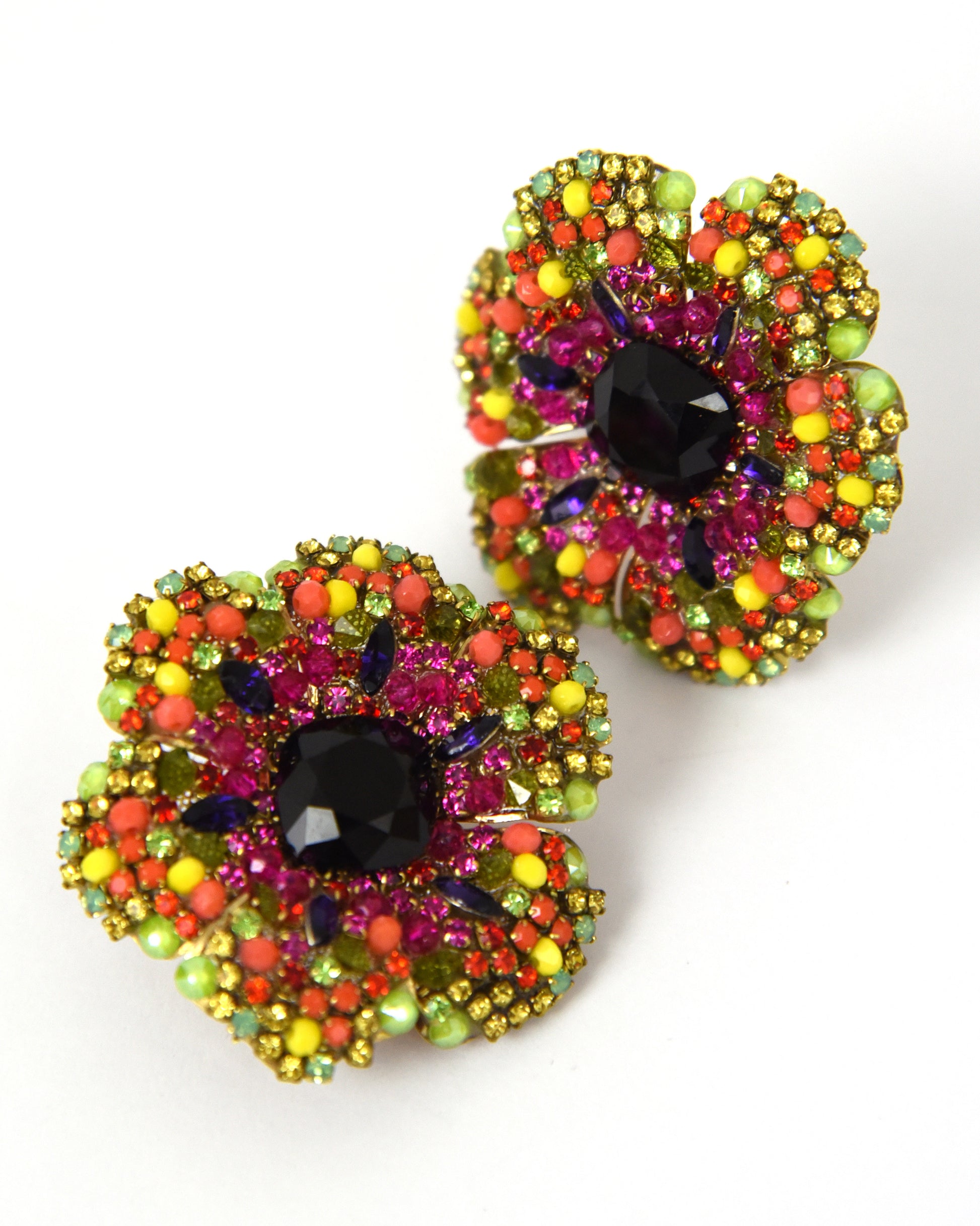 Pendientes flor de pétalos multicolor