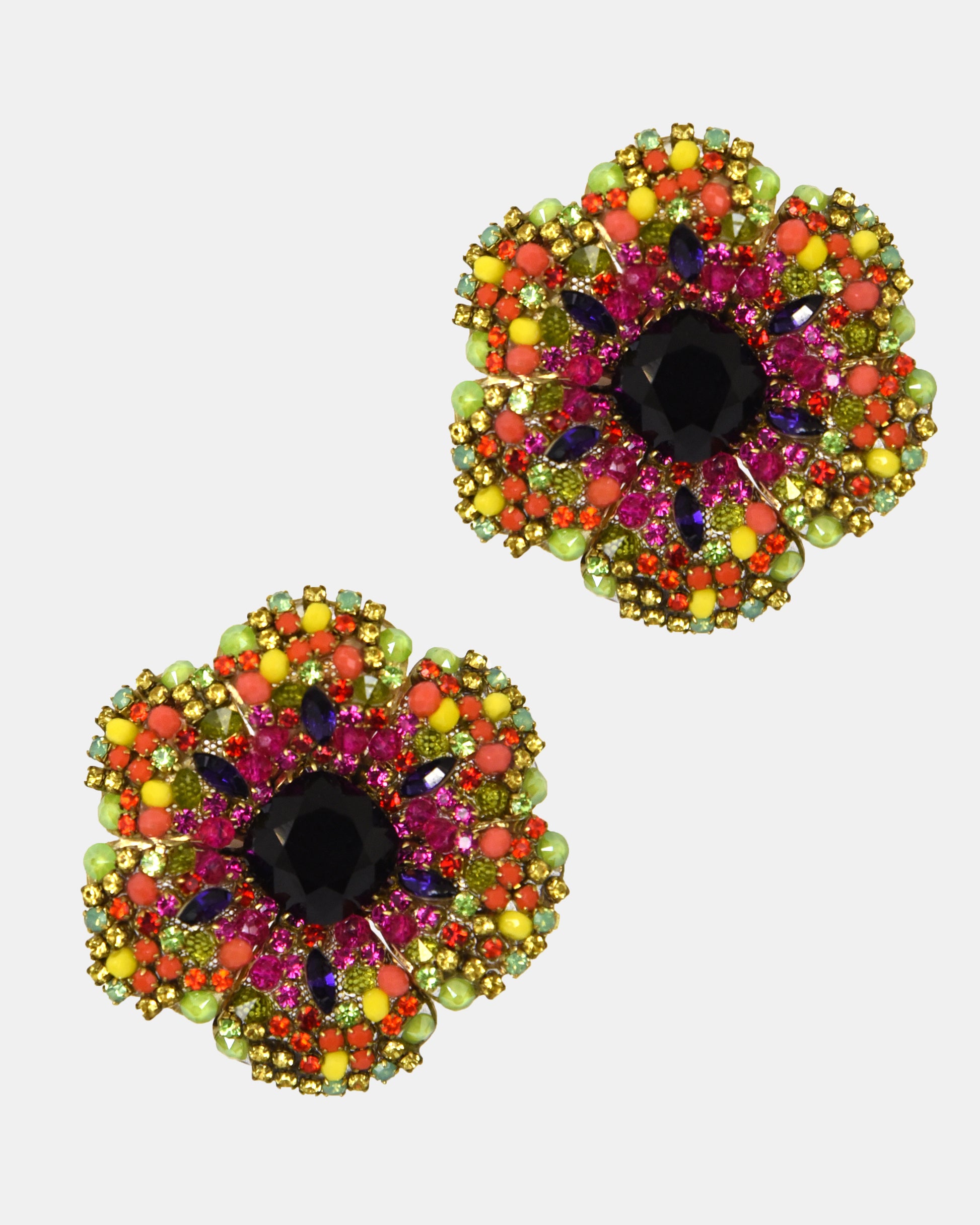 Pendientes flor de pétalos multicolor