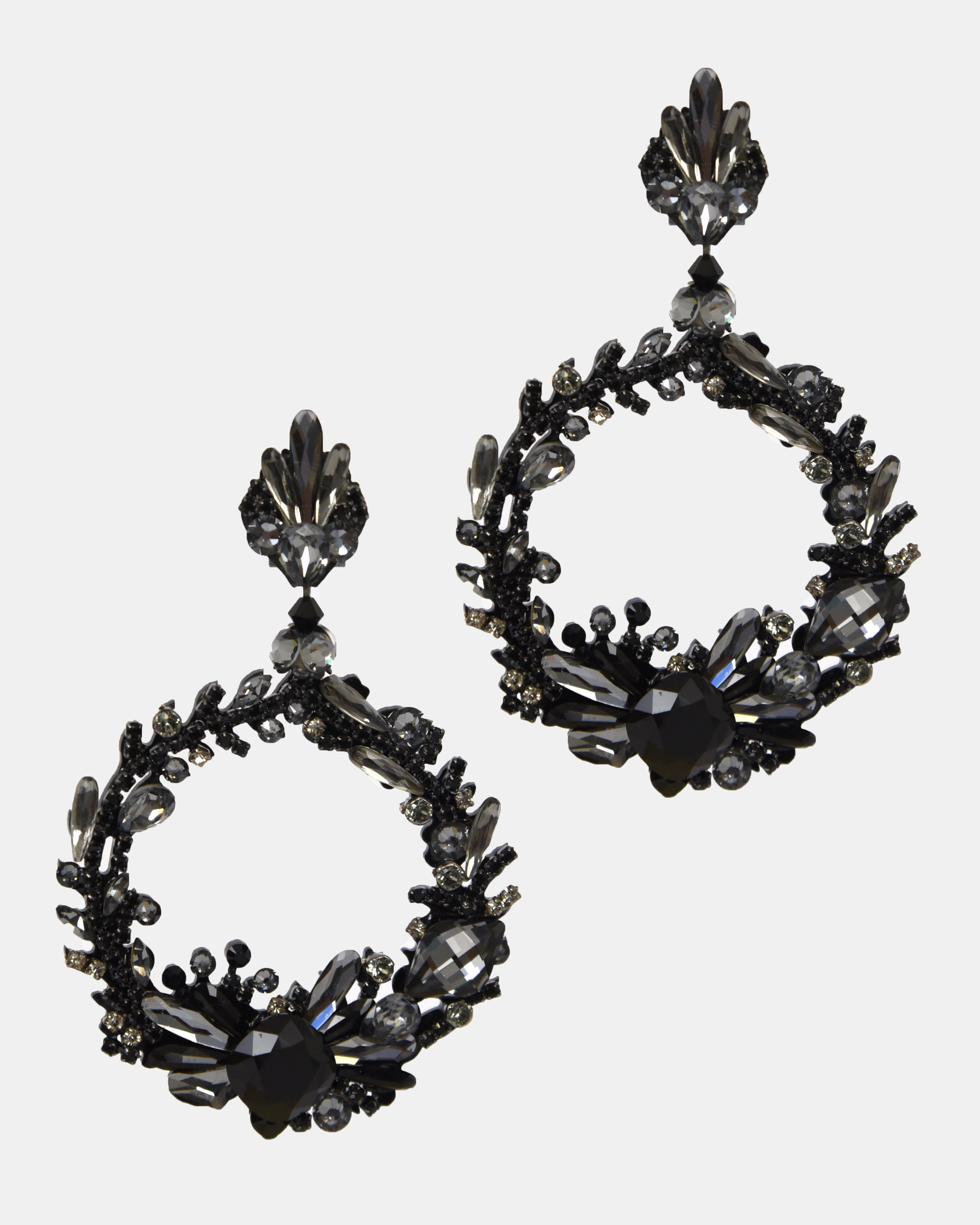 Dublos hoop earrings with black Swarovski crystals 