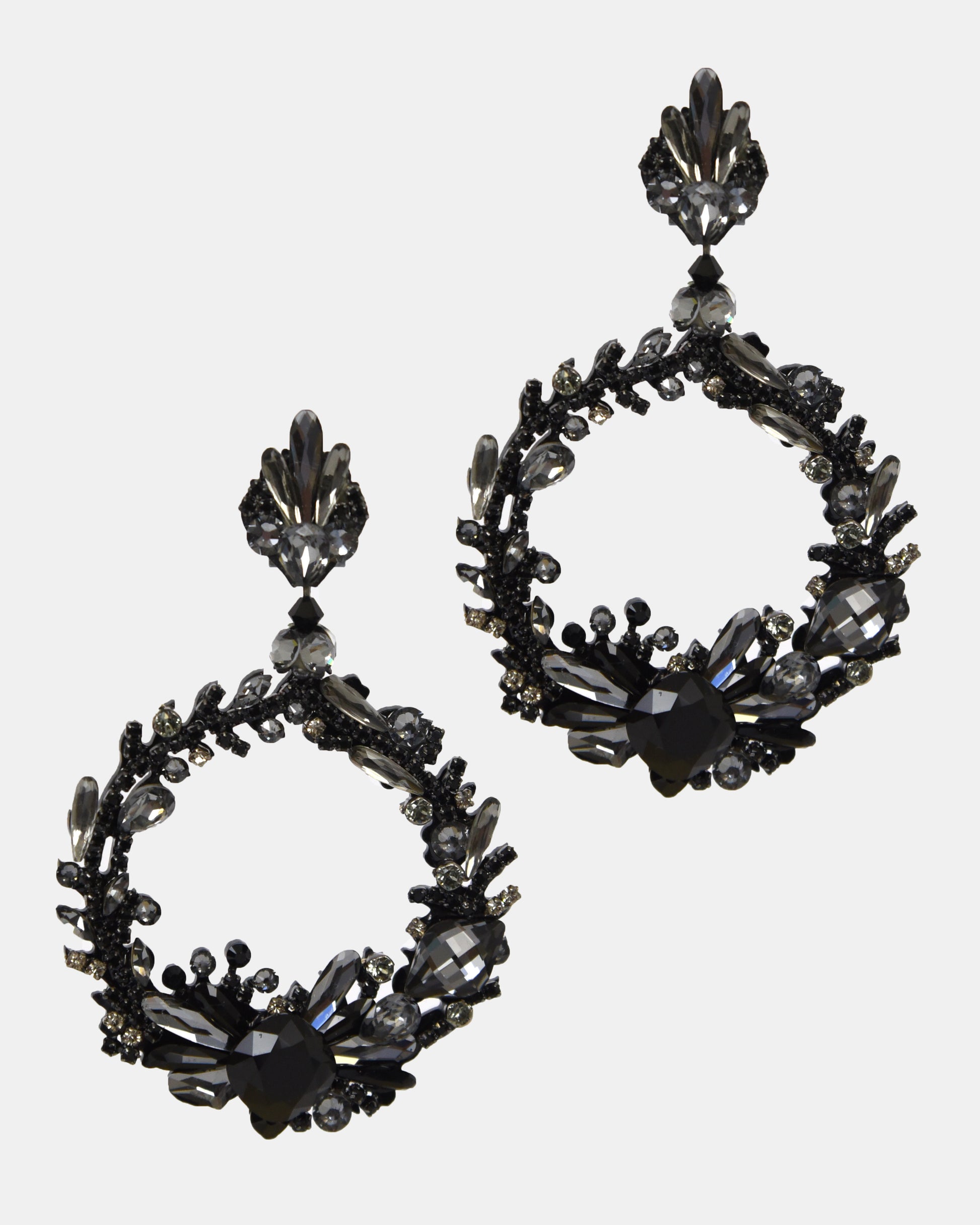 Dublos hoop earrings with black Swarovski crystals 
