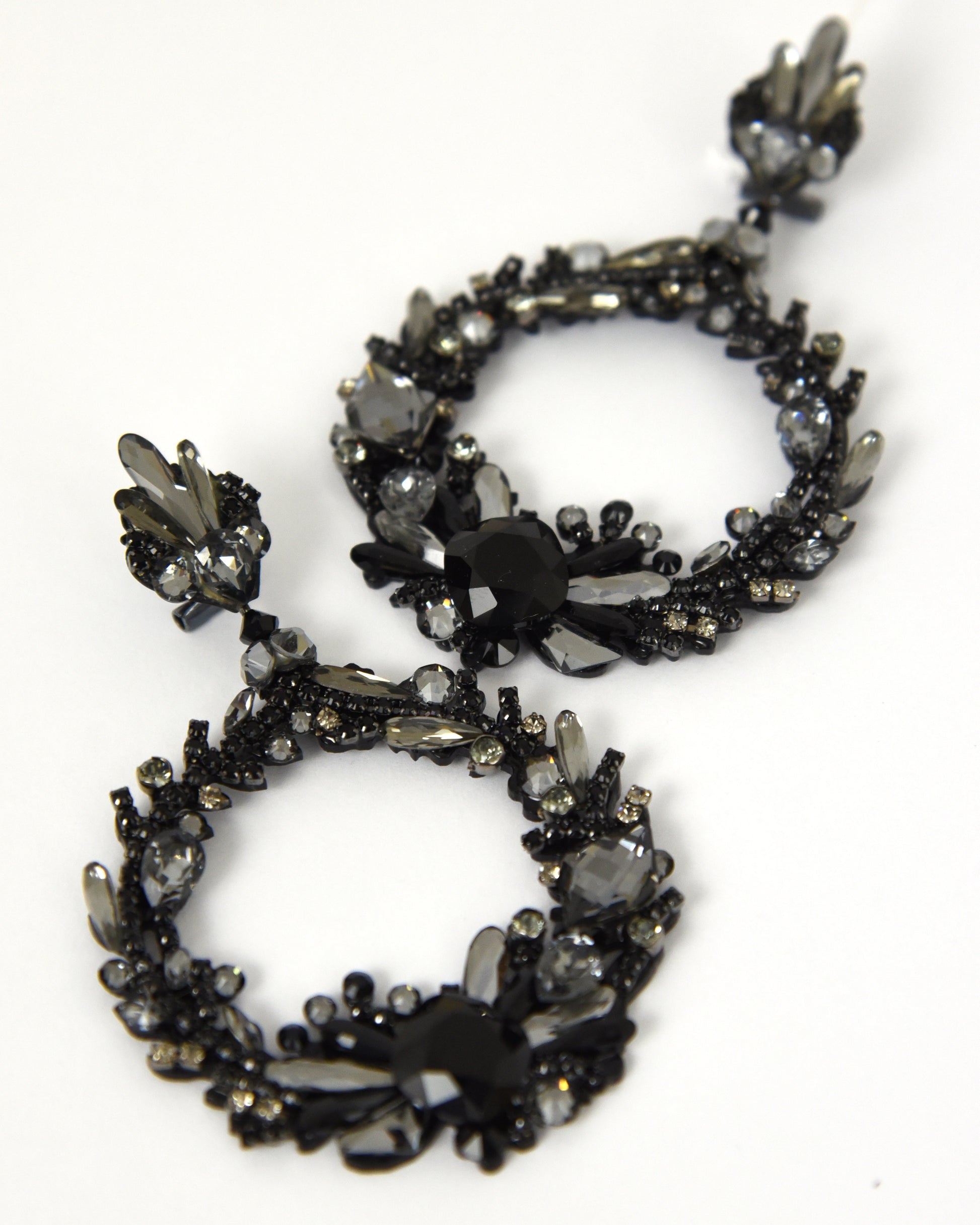 Dublos hoop earrings with black Swarovski crystals 