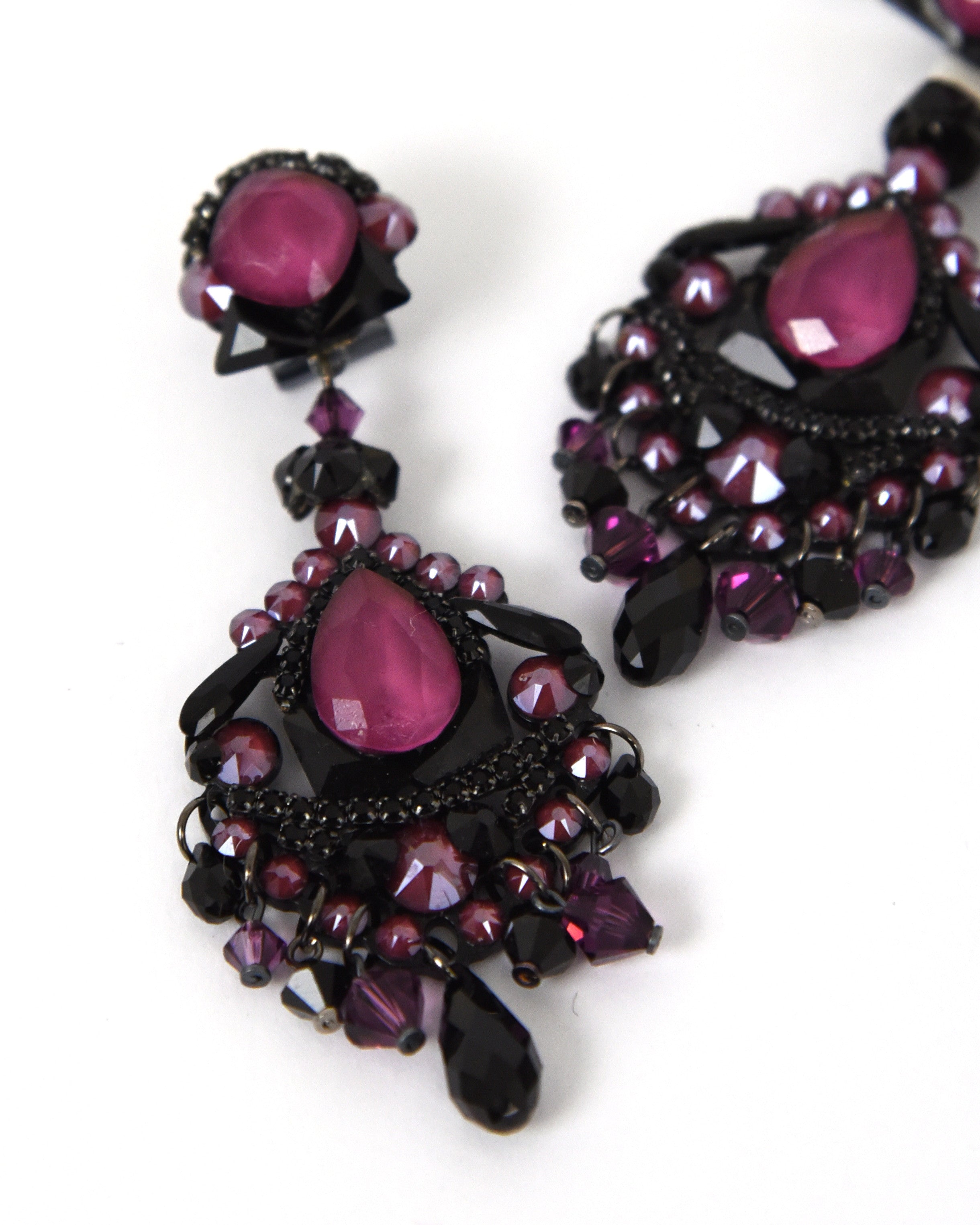 Pendientes Dublos cristales Swarovski morado y negro