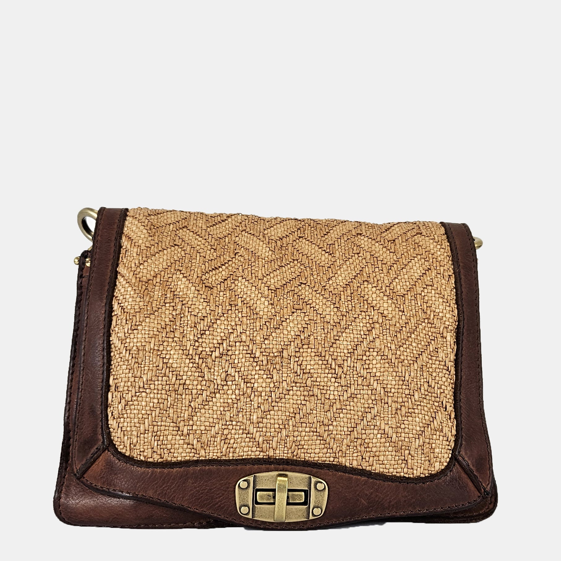 Campomaggi leather and raffia bag 