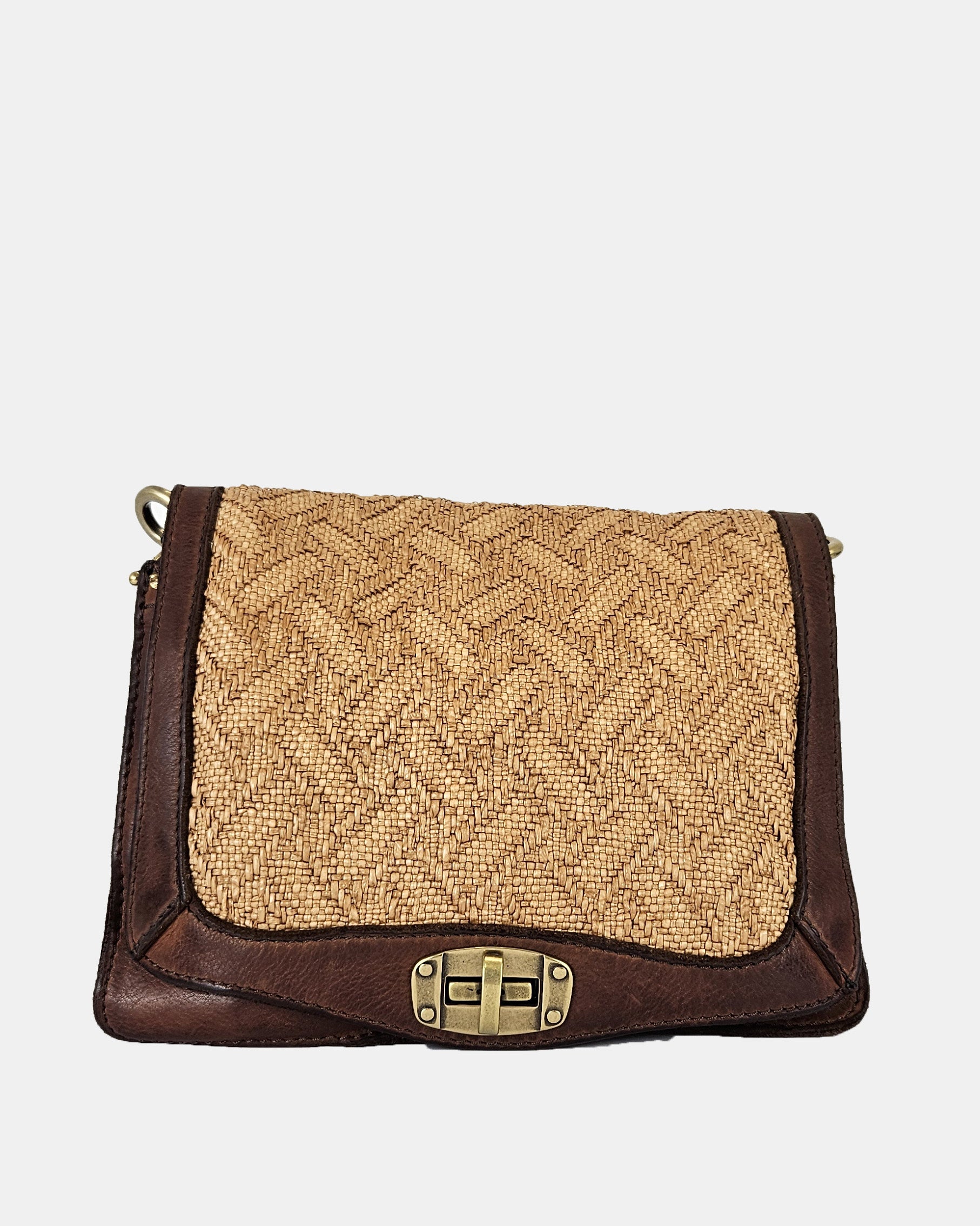 Campomaggi leather and raffia bag 