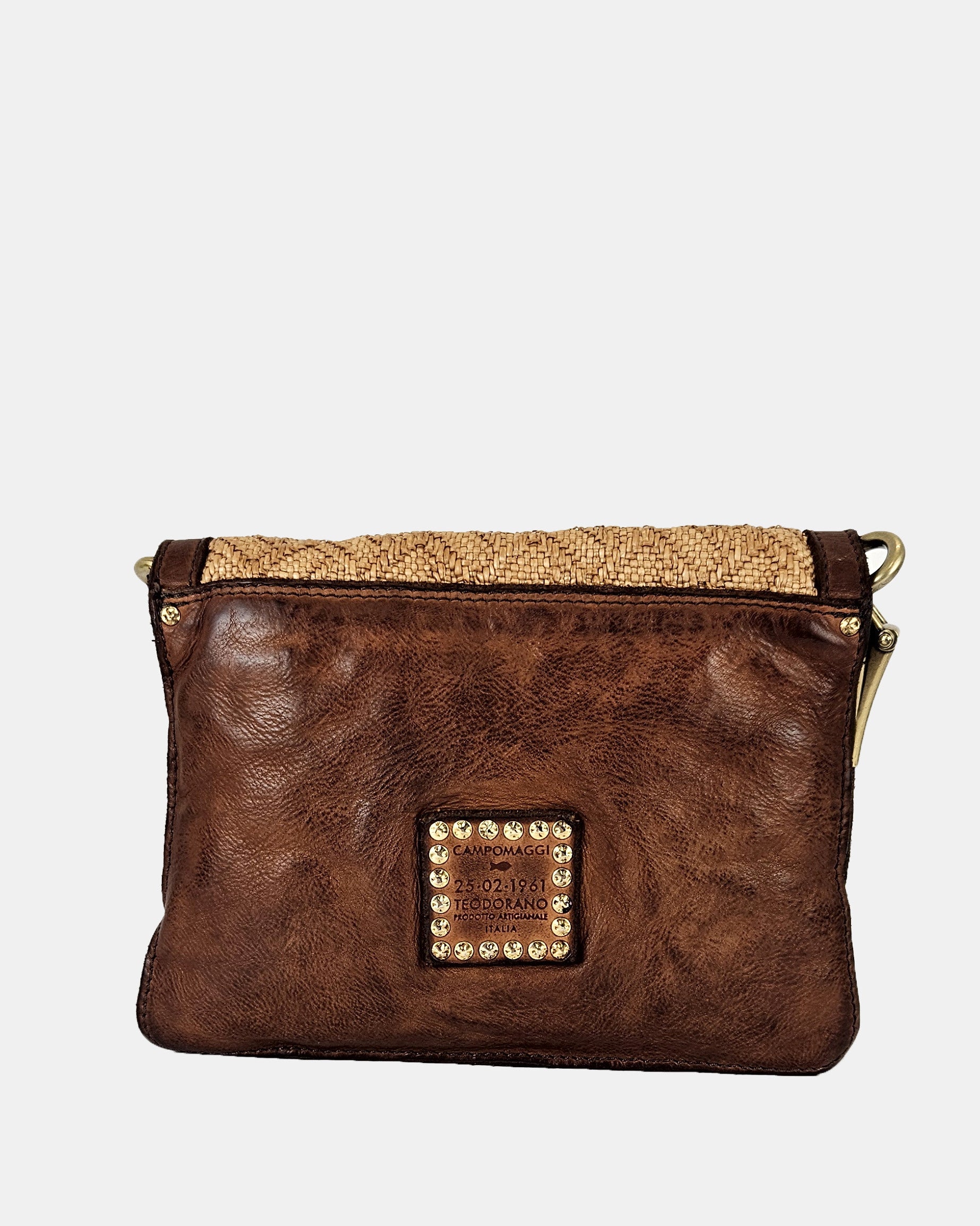 Campomaggi leather and raffia bag 