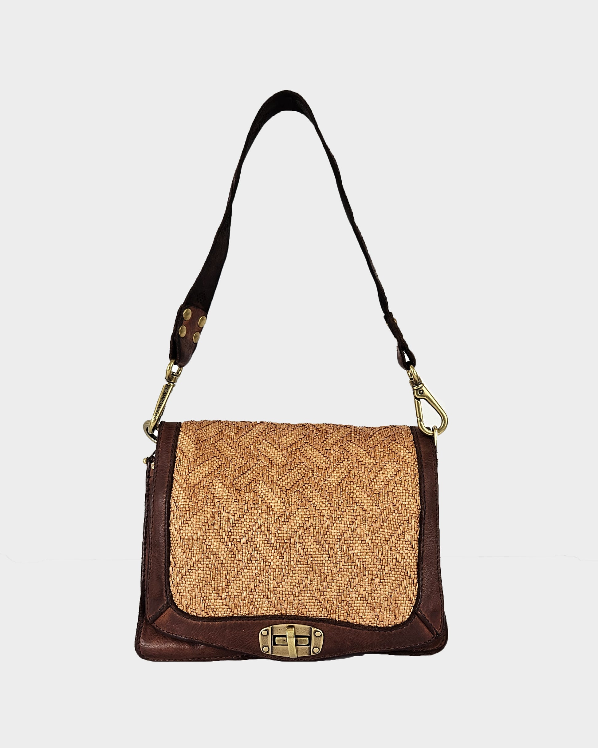 Campomaggi leather and raffia bag 