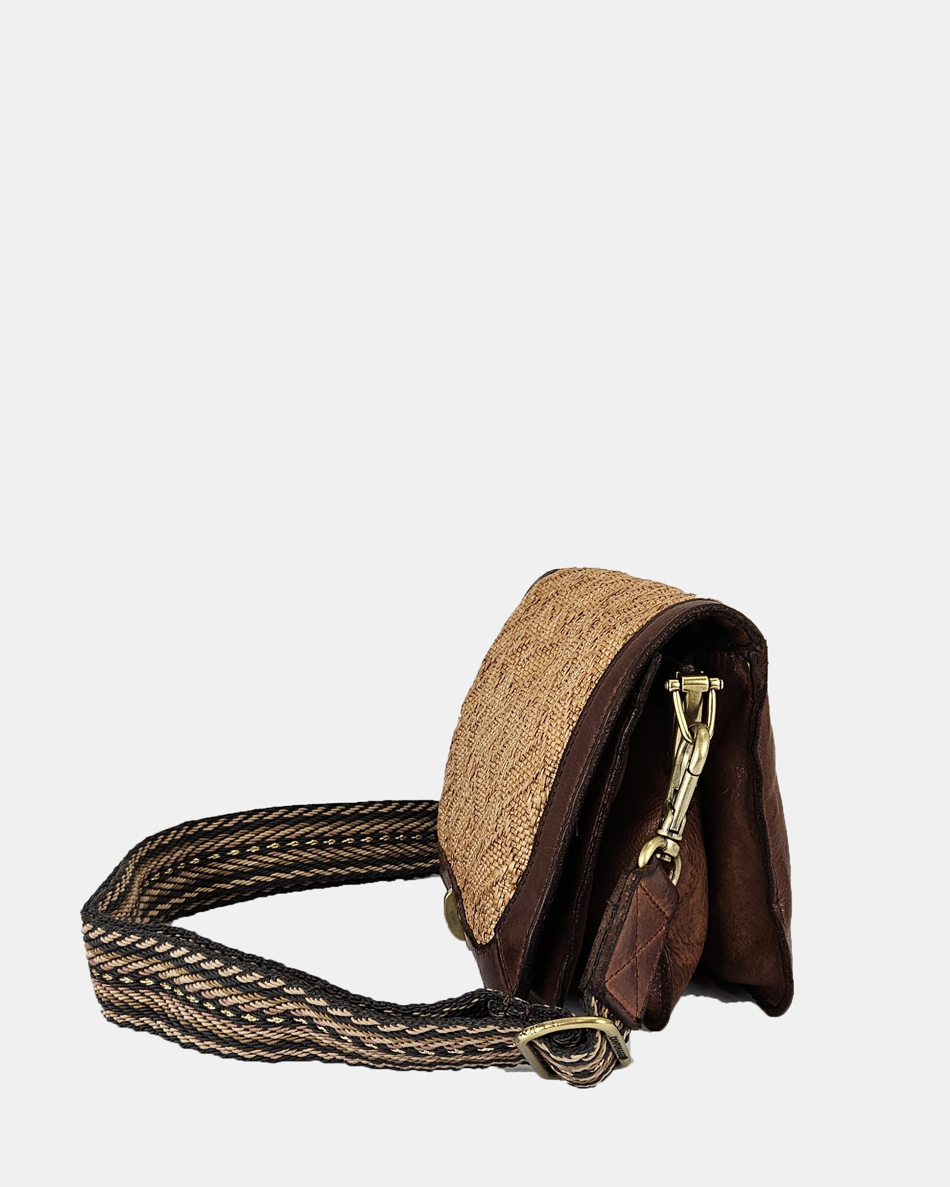 Campomaggi leather and raffia bag 