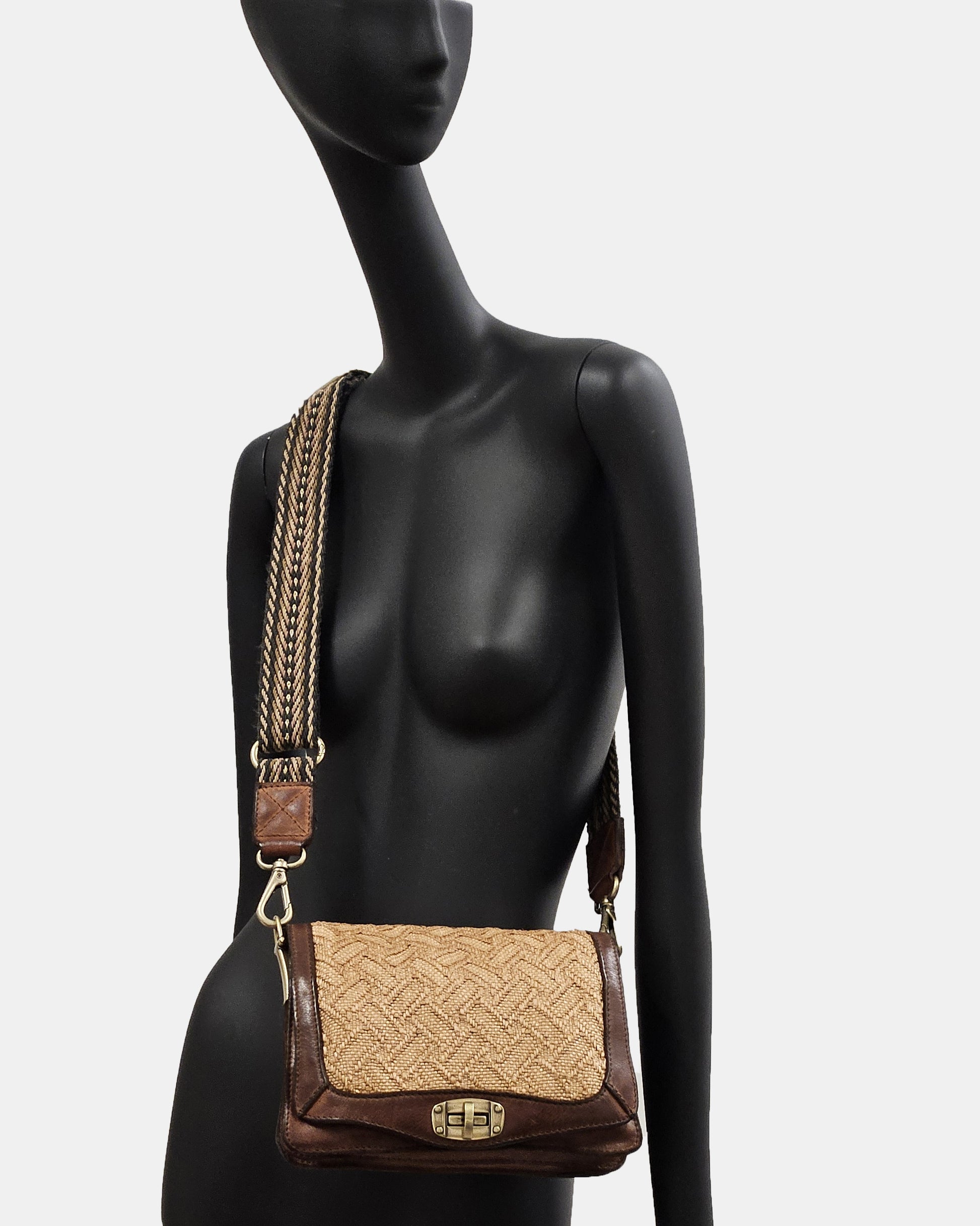 Campomaggi leather and raffia bag 