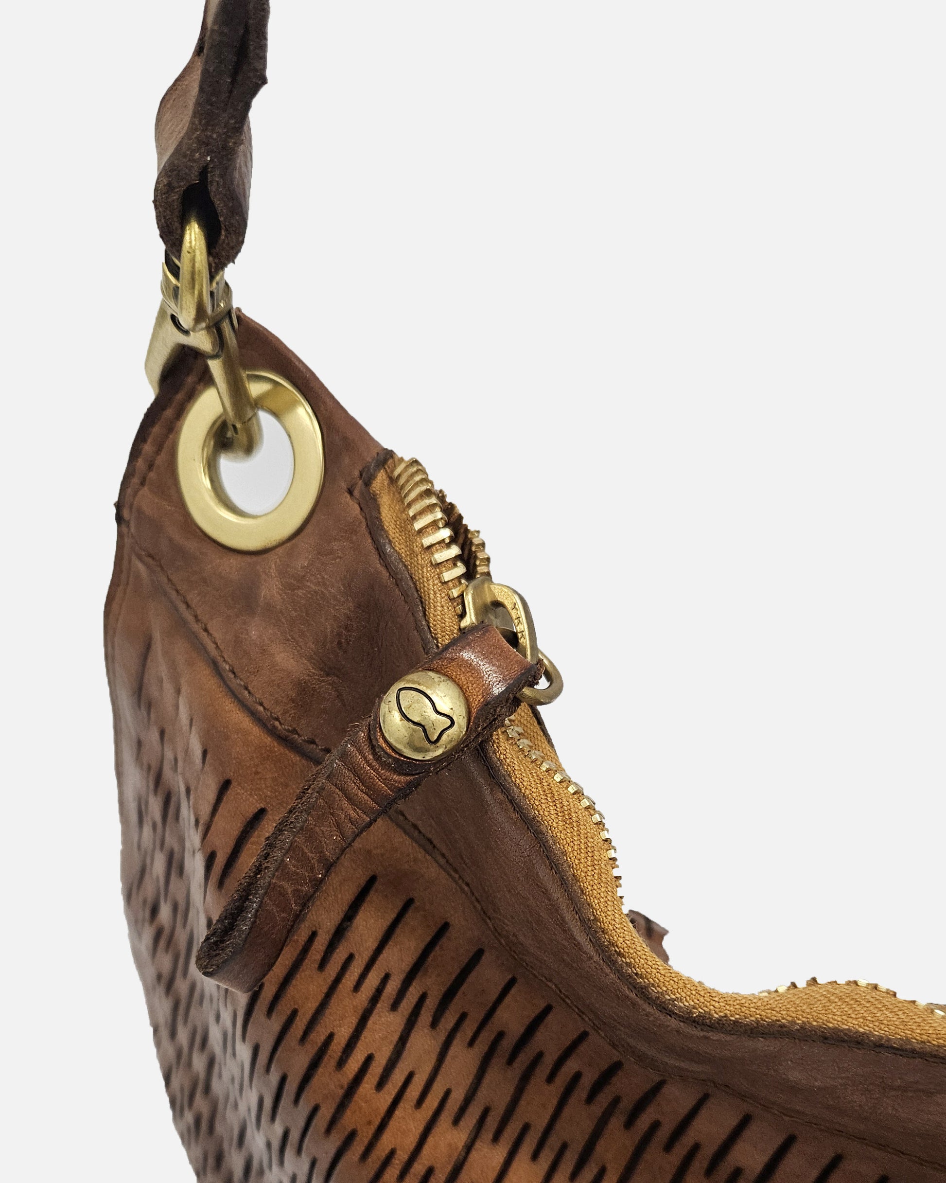 Bolso piel rejilla Campomaggi camel