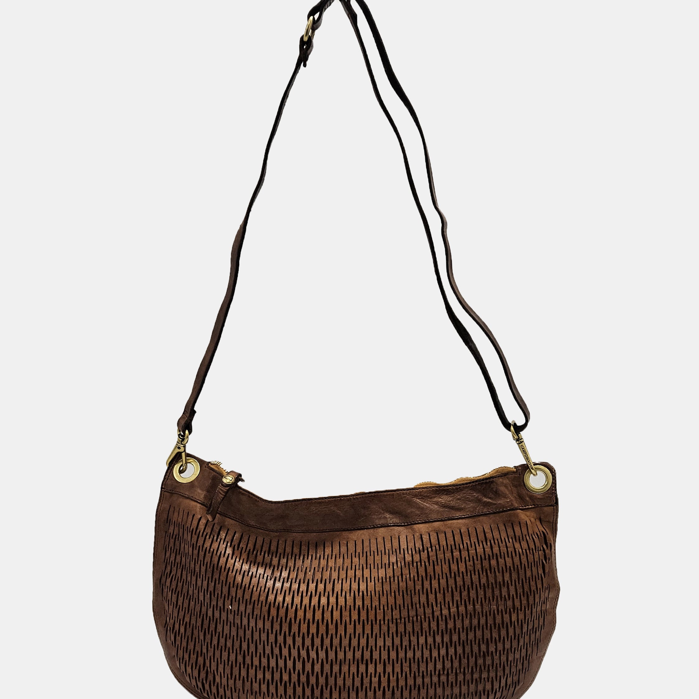 Bolso piel rejilla Campomaggi camel