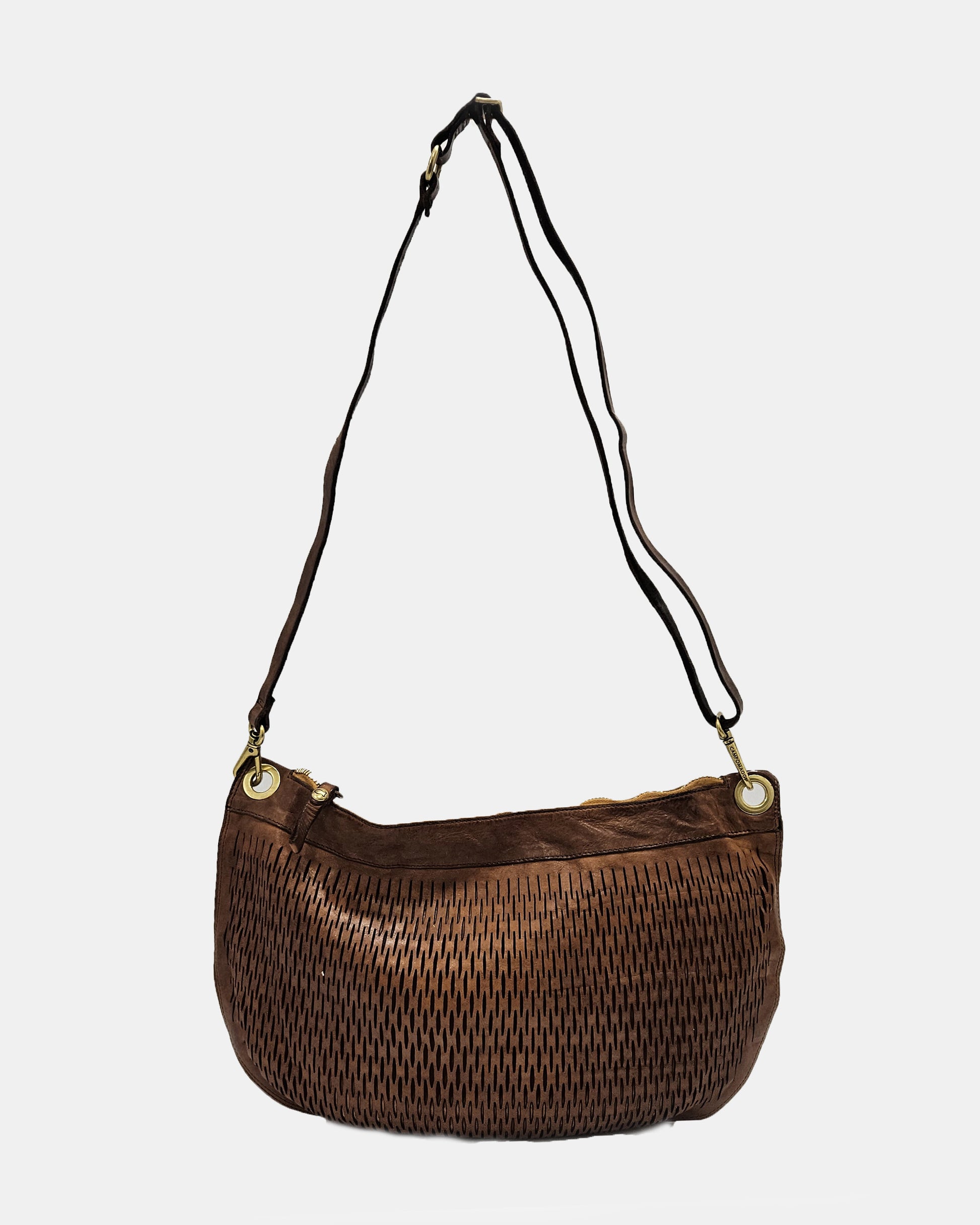 Bolso piel rejilla Campomaggi camel