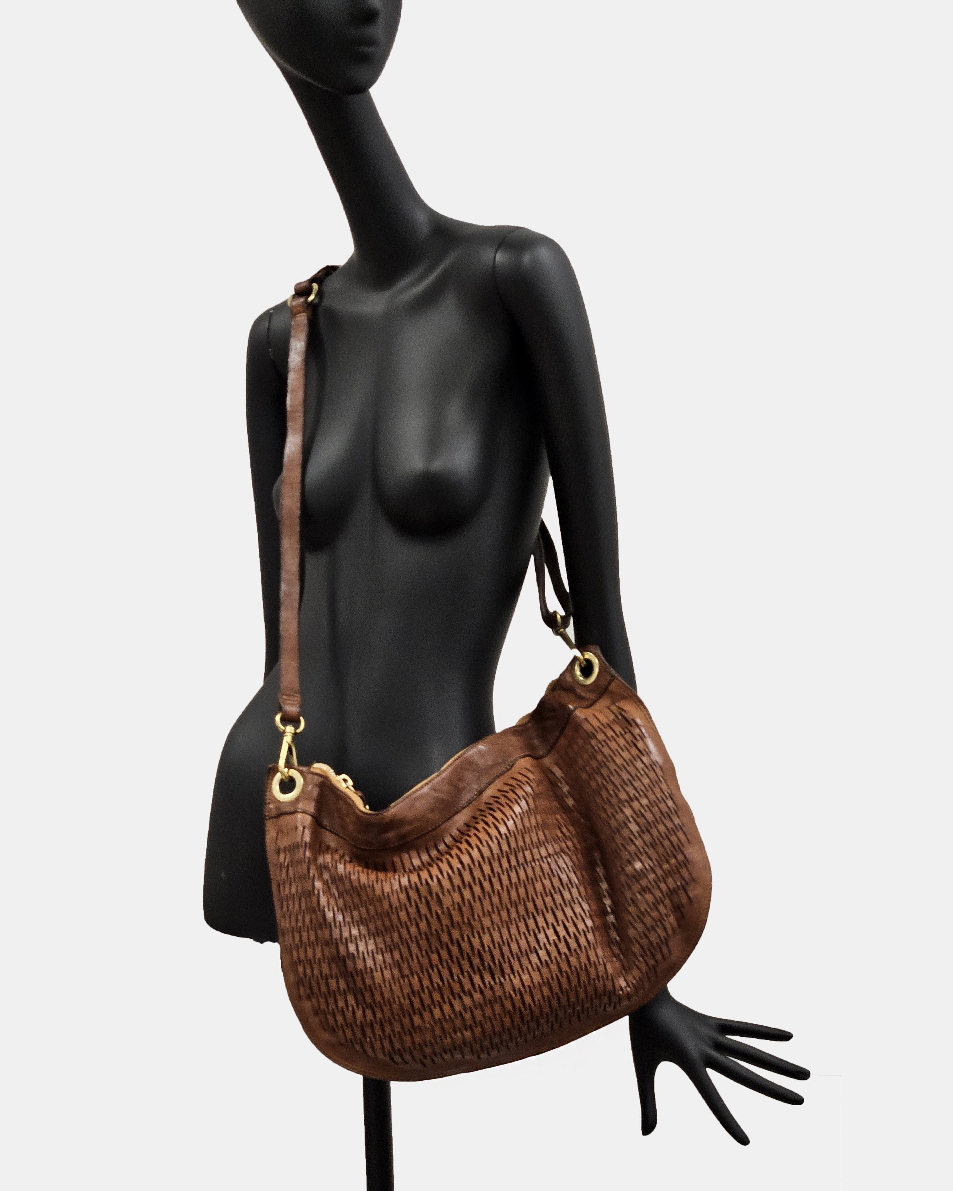 Bolso piel rejilla Campomaggi camel