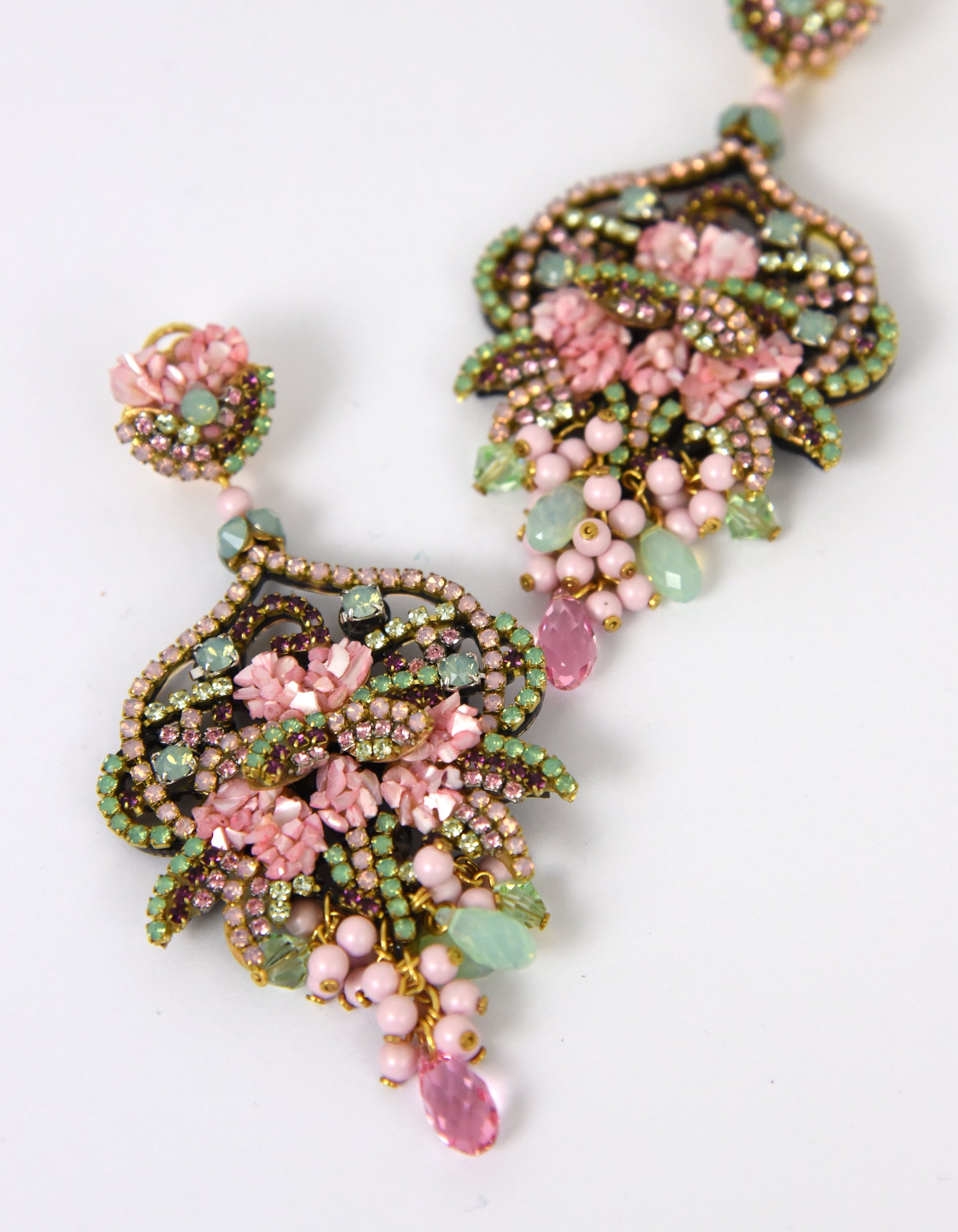 Pendientes nácar y swarovski rosas