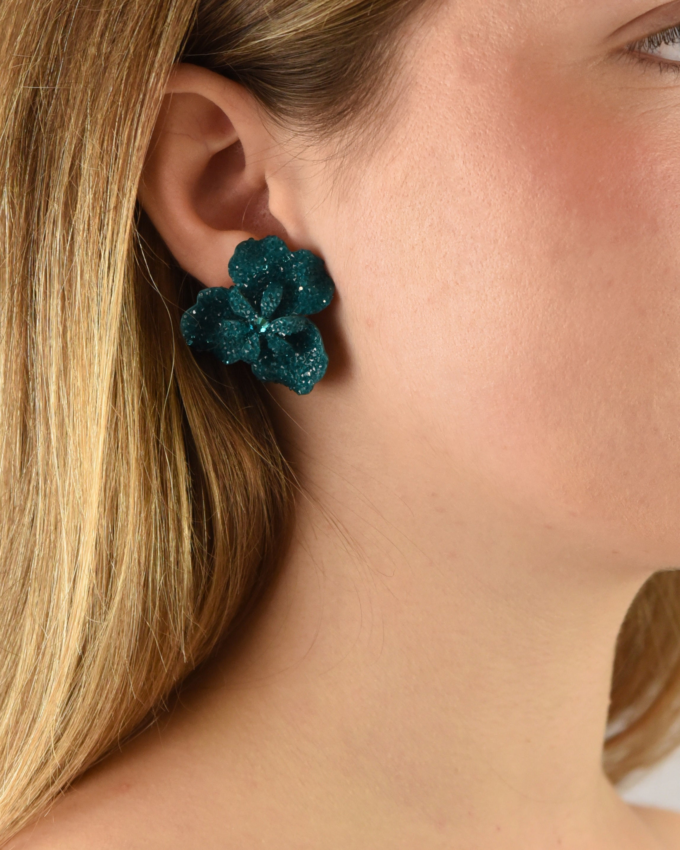 Pendientes flor orquídea verde