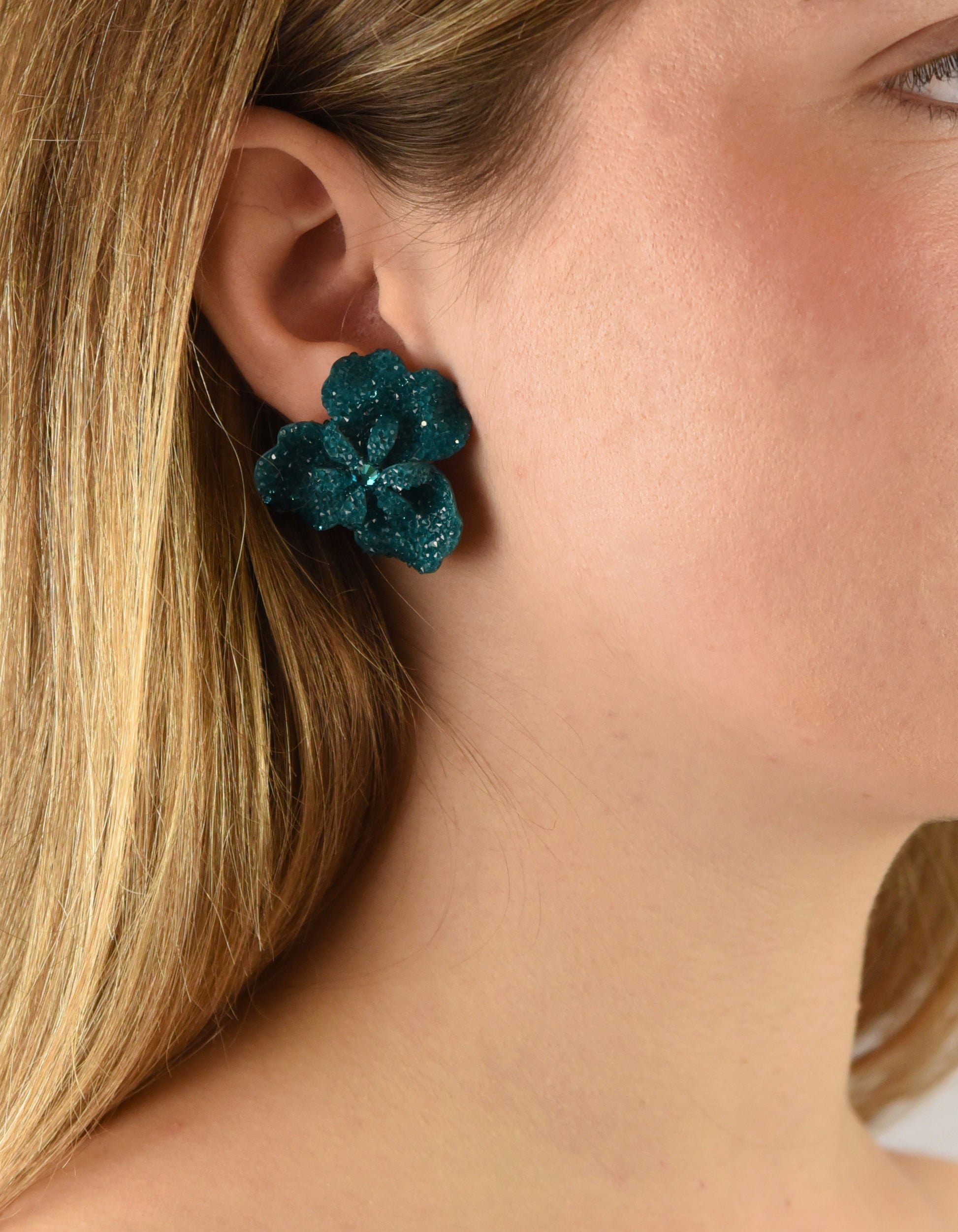 Pendientes flor orquídea verde