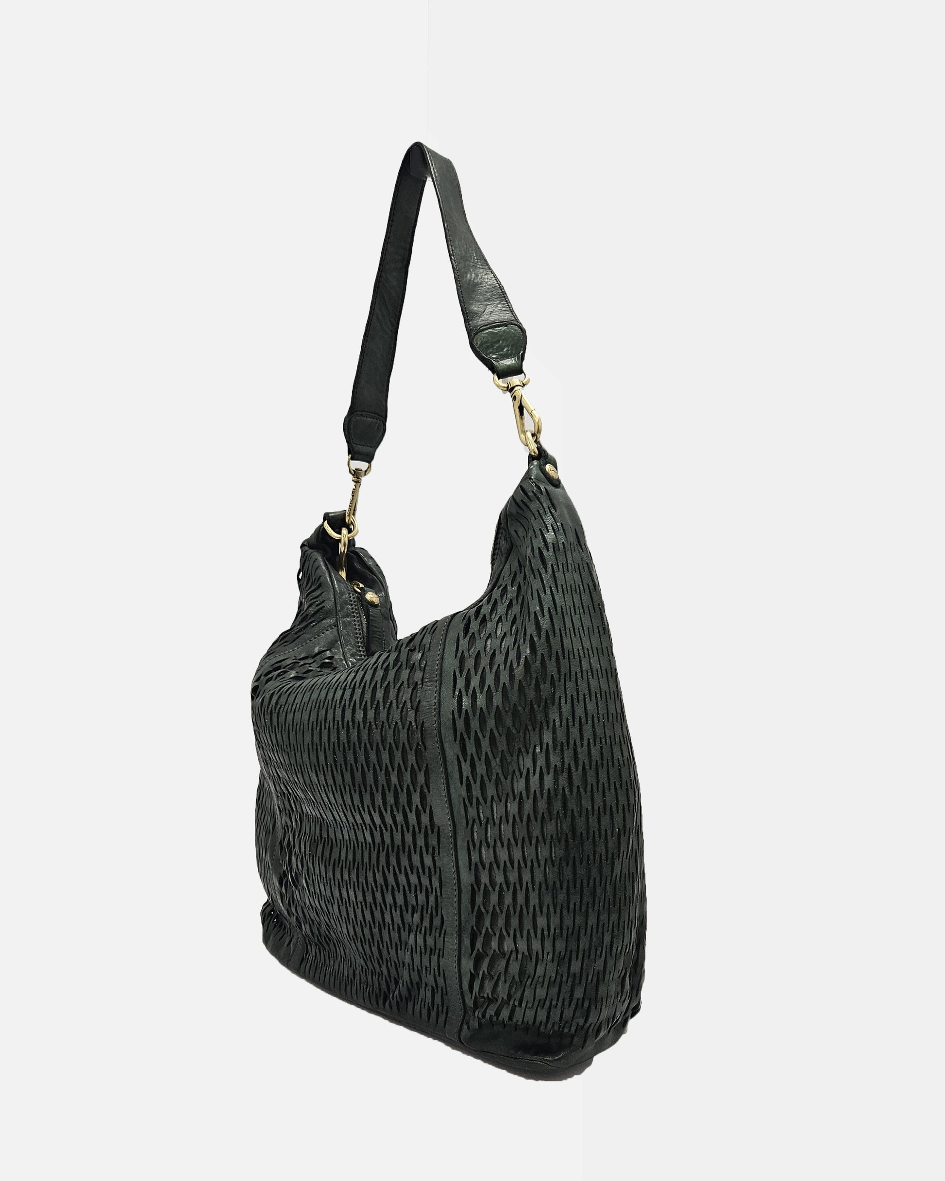 Bolso verde piel rejilla Campomaggi