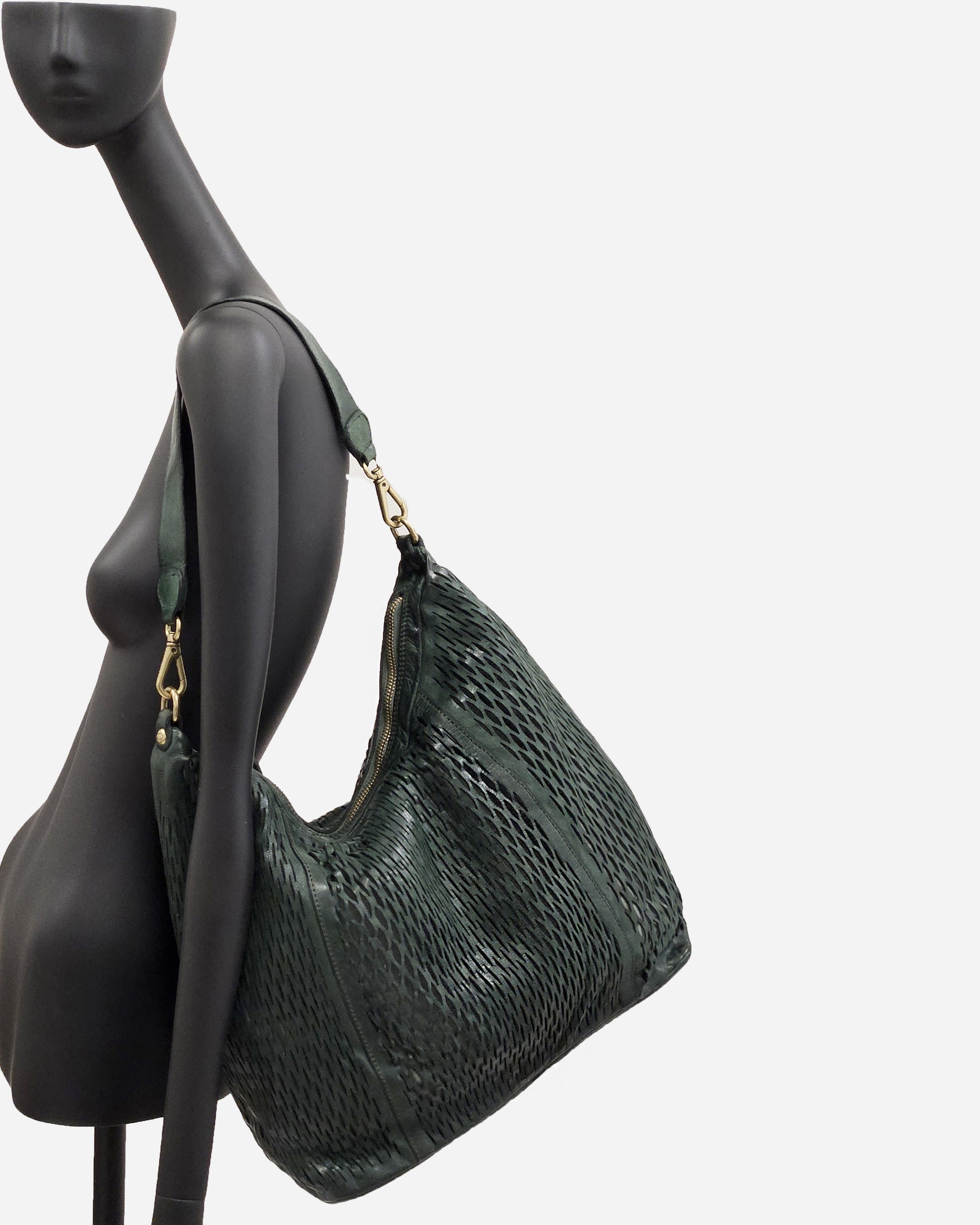 Bolso verde piel rejilla Campomaggi