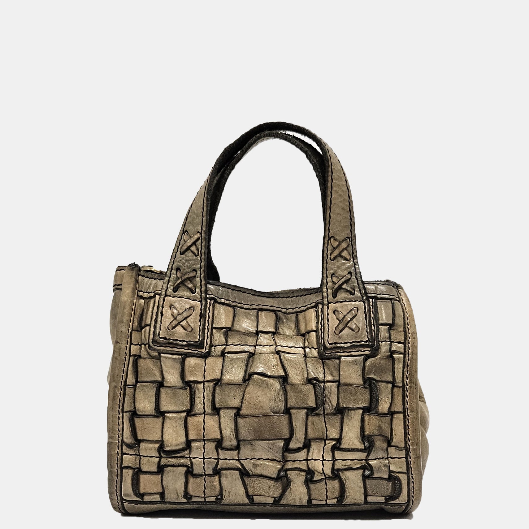 Bandolera piel trenzada topo Campomaggi Edera