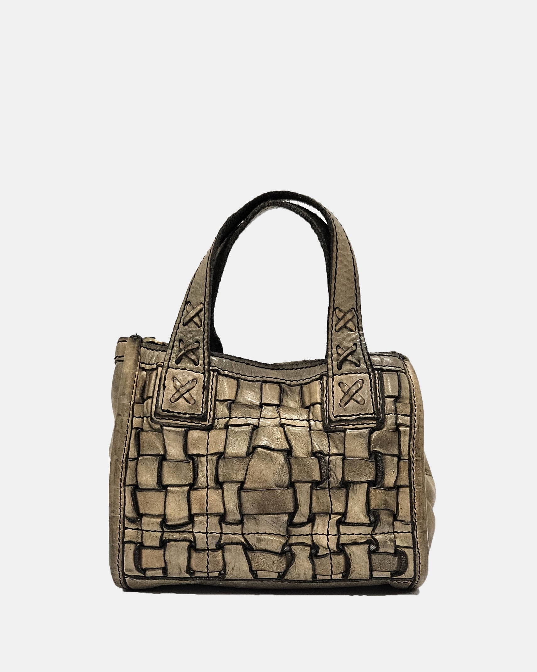 Bandolera piel trenzada topo Campomaggi Edera