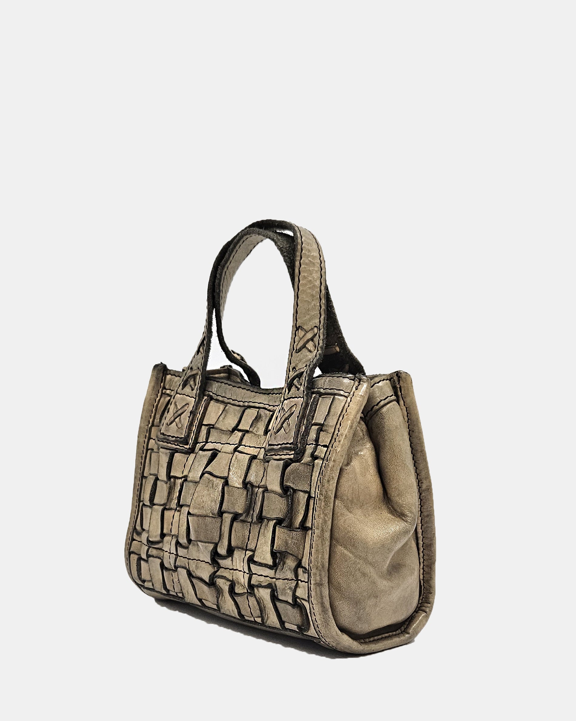 Bandolera piel trenzada topo Campomaggi Edera