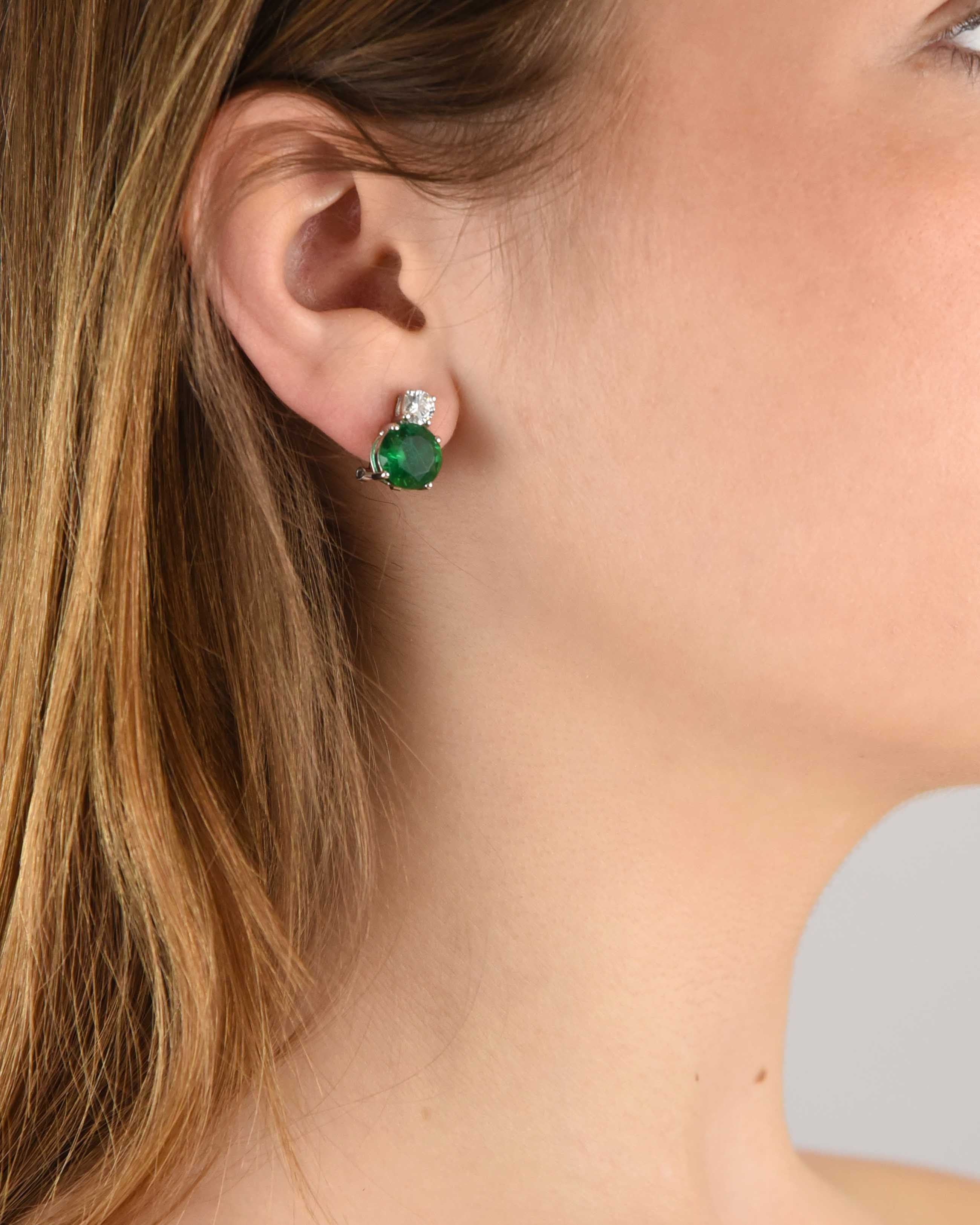 Pendientes plata y zirconita verde esmeralda