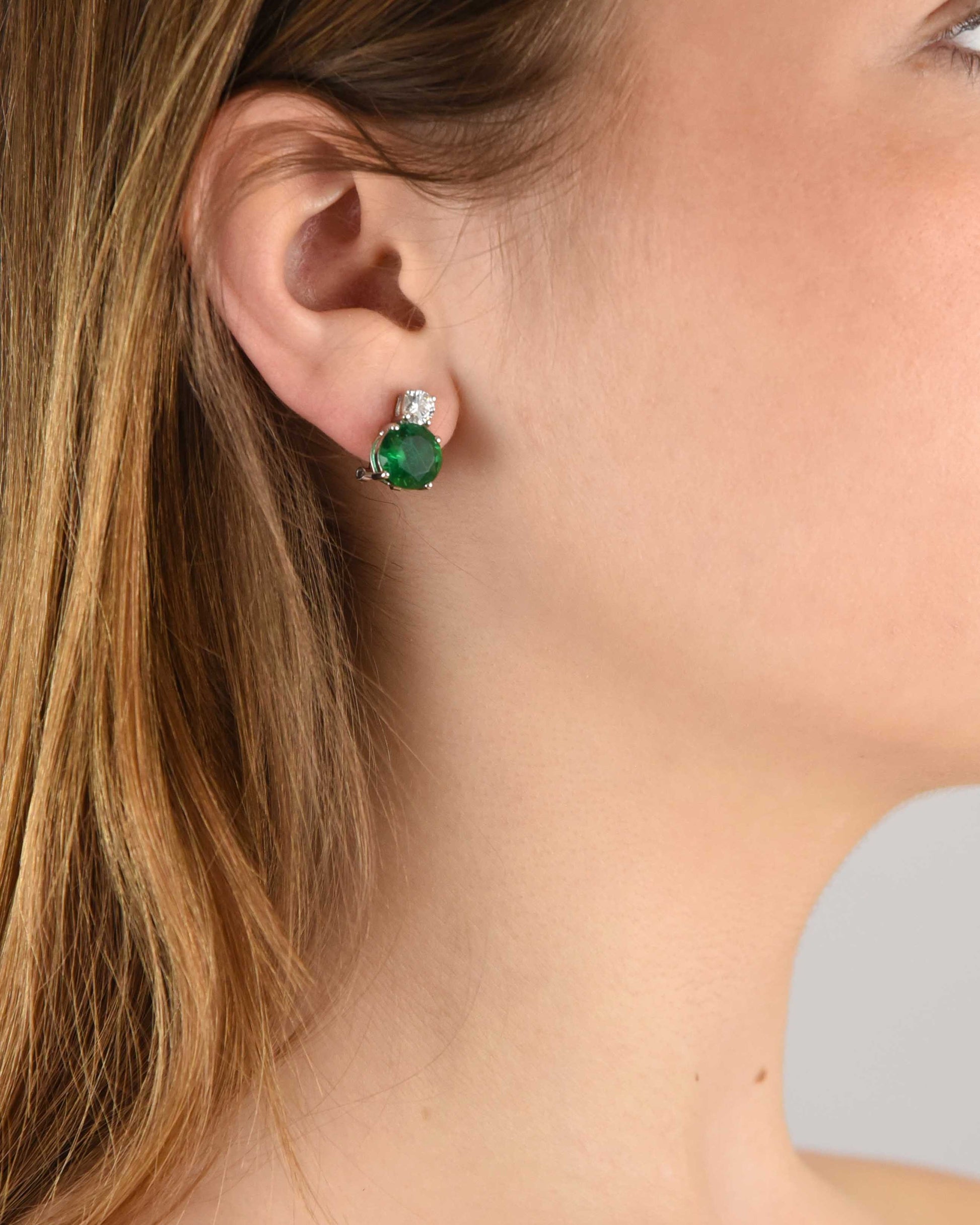 Pendientes plata y zirconita verde esmeralda