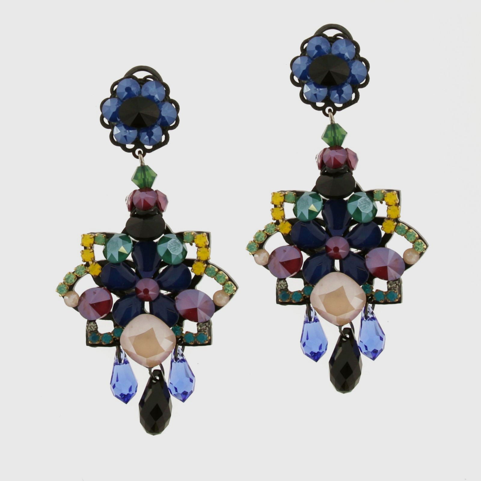 Pendientes láquer flor azul