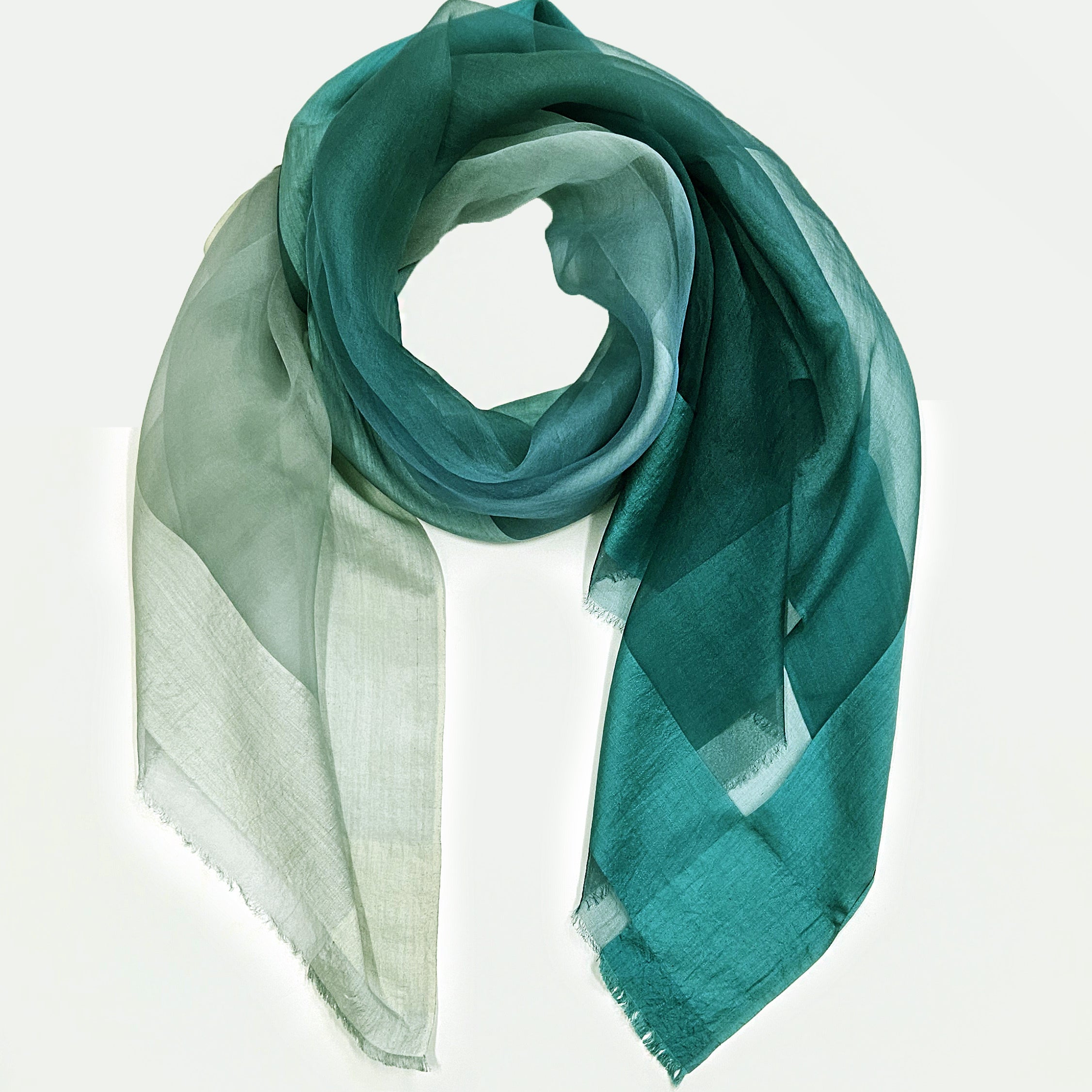 Elegant turquoise green silk scarf 