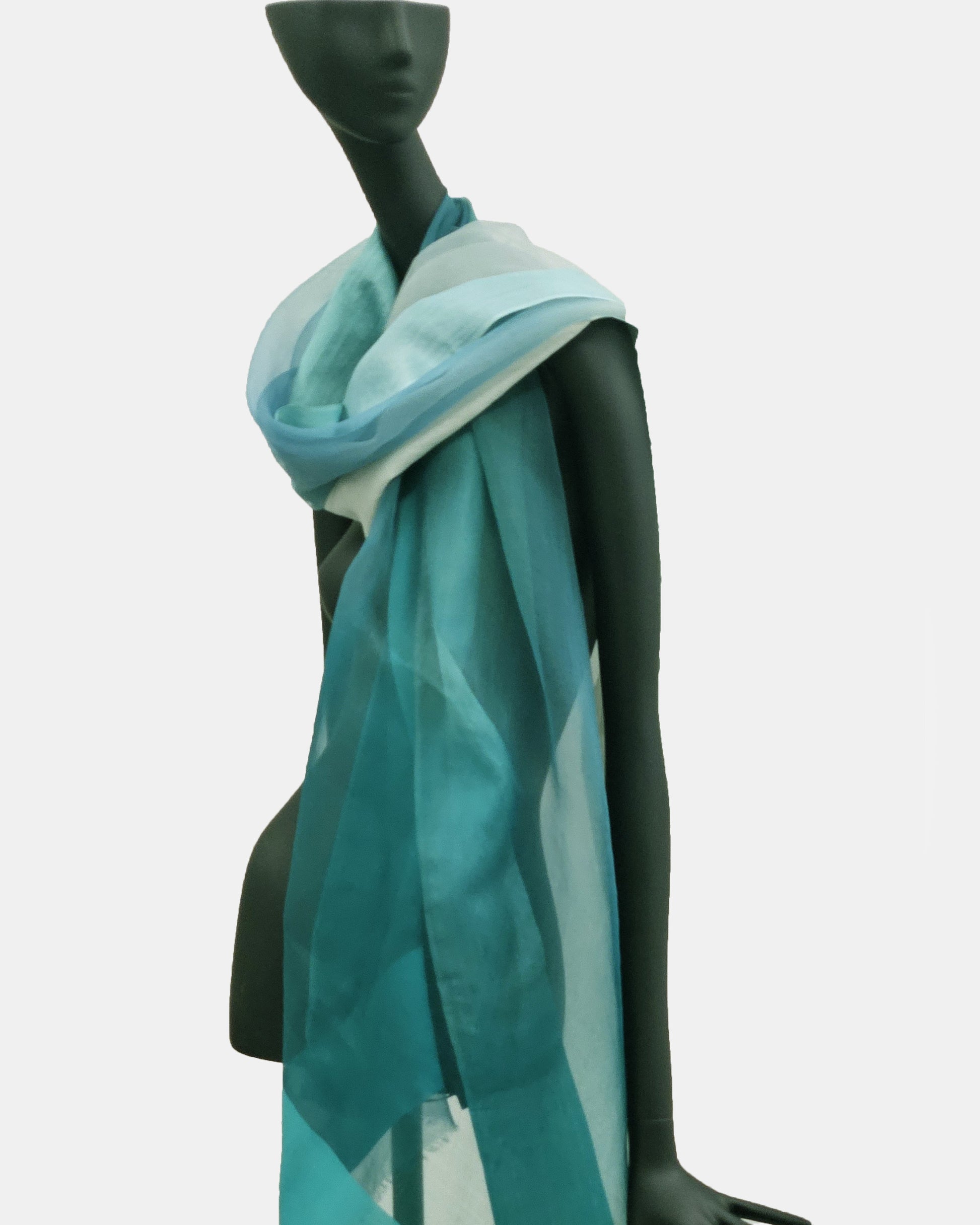 Elegant turquoise green silk scarf 