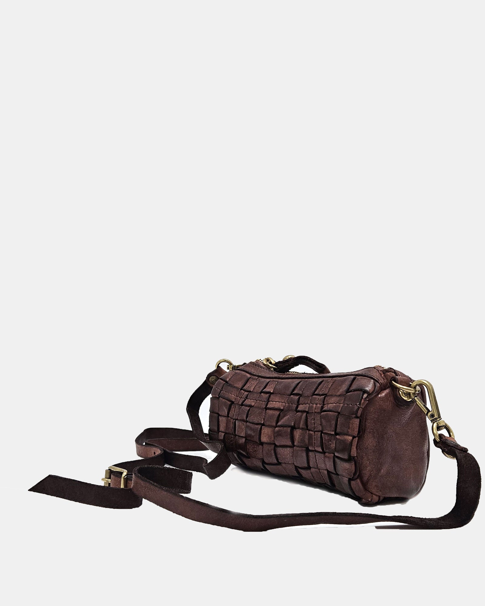 Bandolera piel trenzada granate Edera