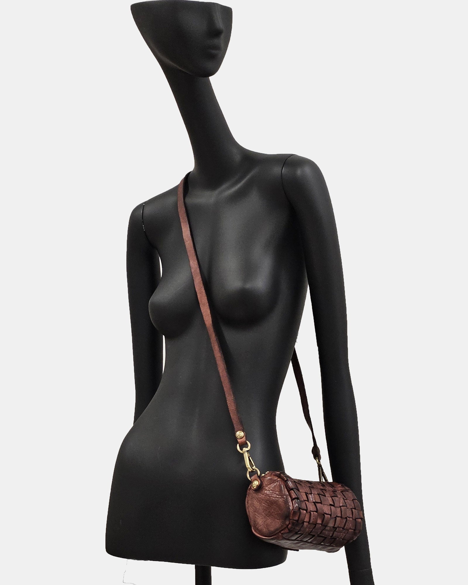 Bandolera piel trenzada granate Edera