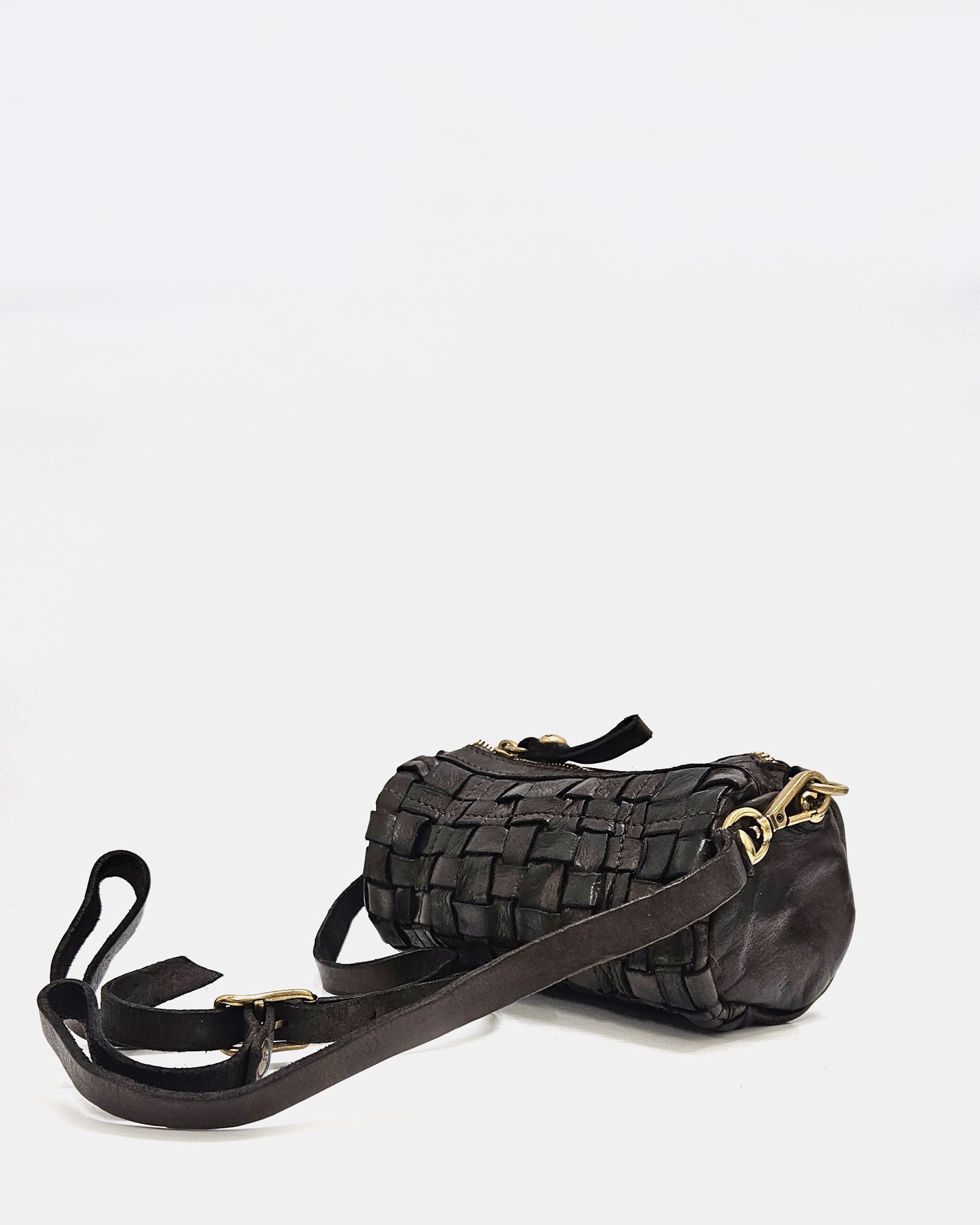 Bolso piel trenzada Edera marrón